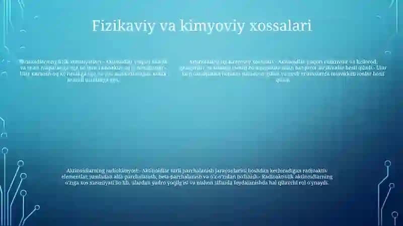 Aktinoidlar.Radiokimyo 4