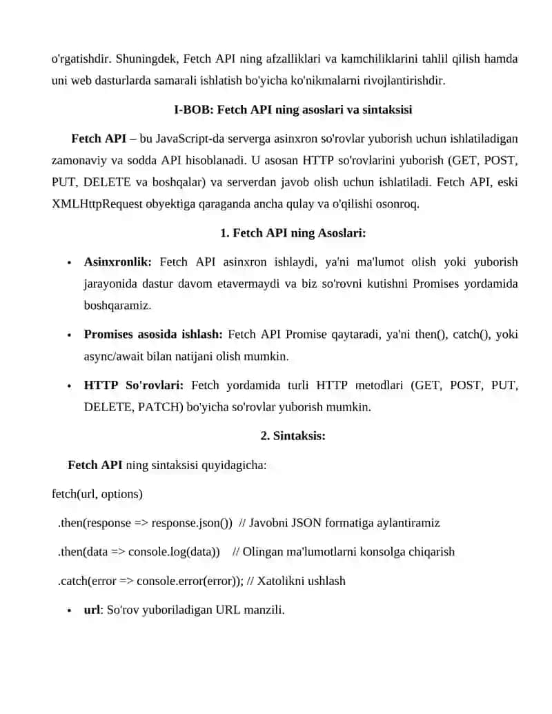 Fetch API bilan ishlash 4