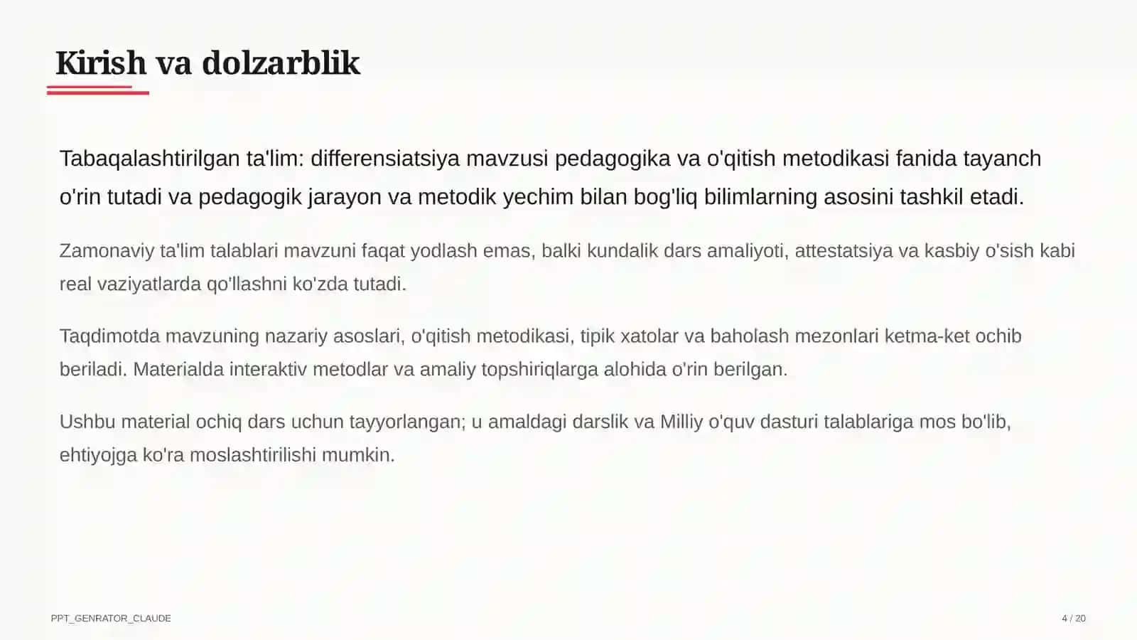Tabaqalashtirilgan ta'lim: differensiatsiya 4