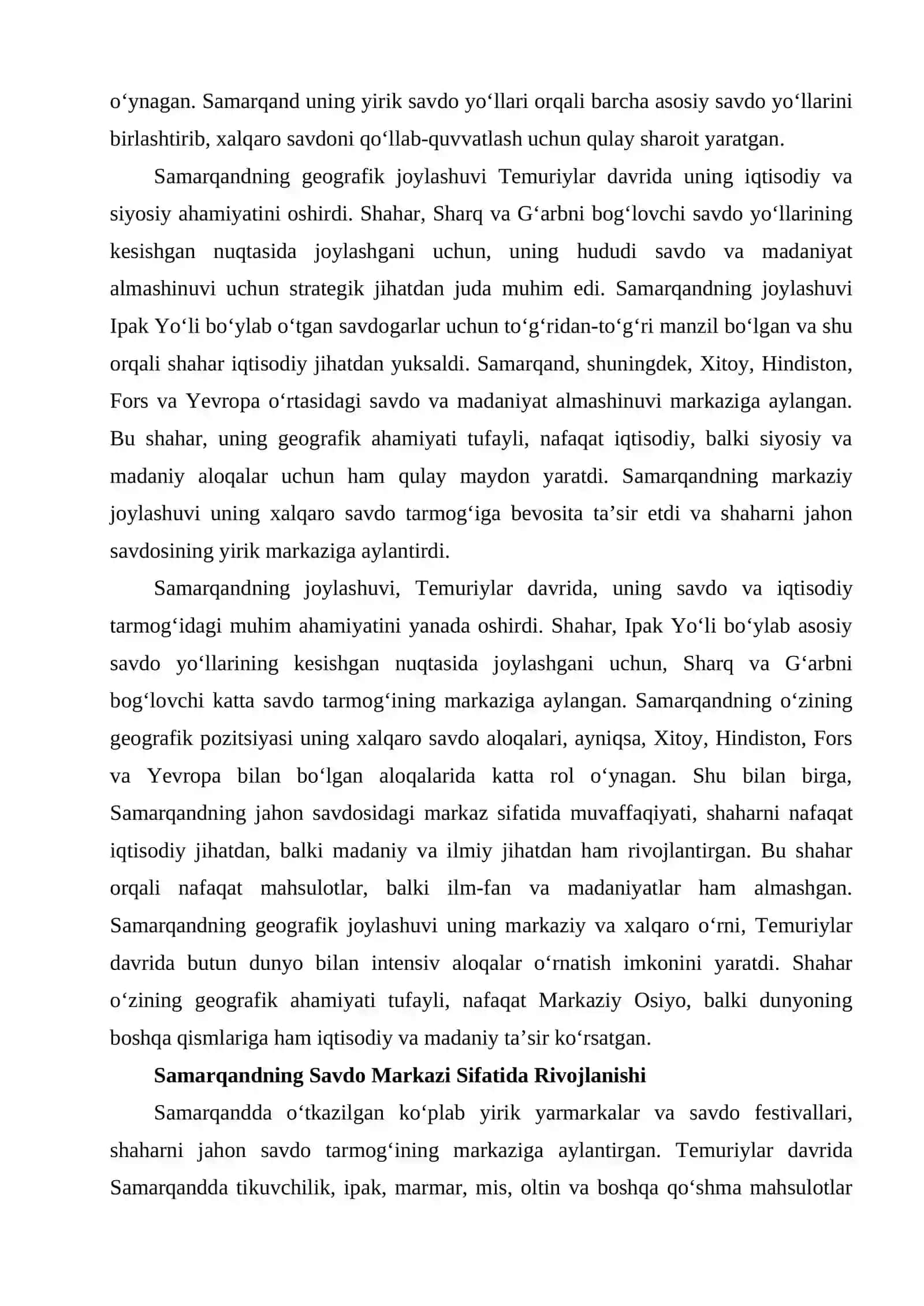 Temuriylar davlatida Samarqand - Jahon savdo markazi 4