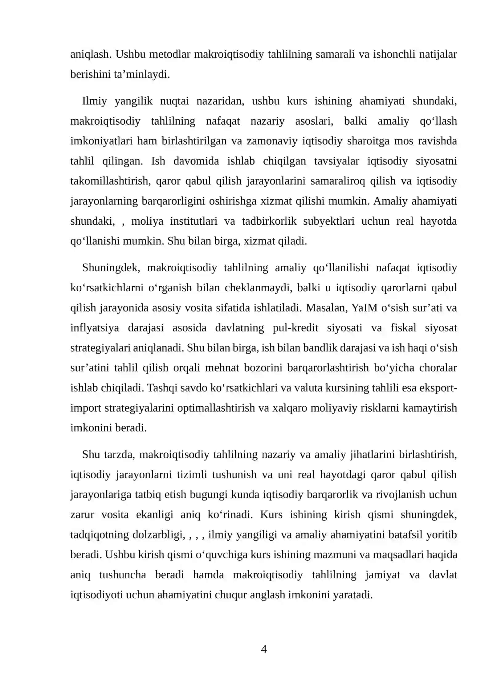 MAKROIQTISODIY TAHLILDA UNDA QO'LLASH IMKONIYATI 4