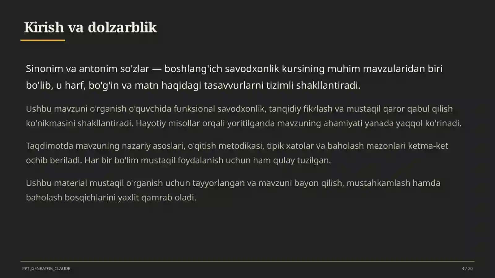 Sinonim va antonim so'zlar (3-sinf) 4