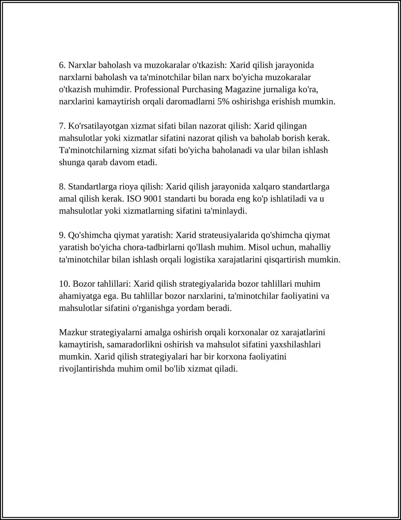 MATERIALLARNI XARID QILISH, SAQLASH VA ISHLAB CHIQARISHGA BERISH HISOBI 4