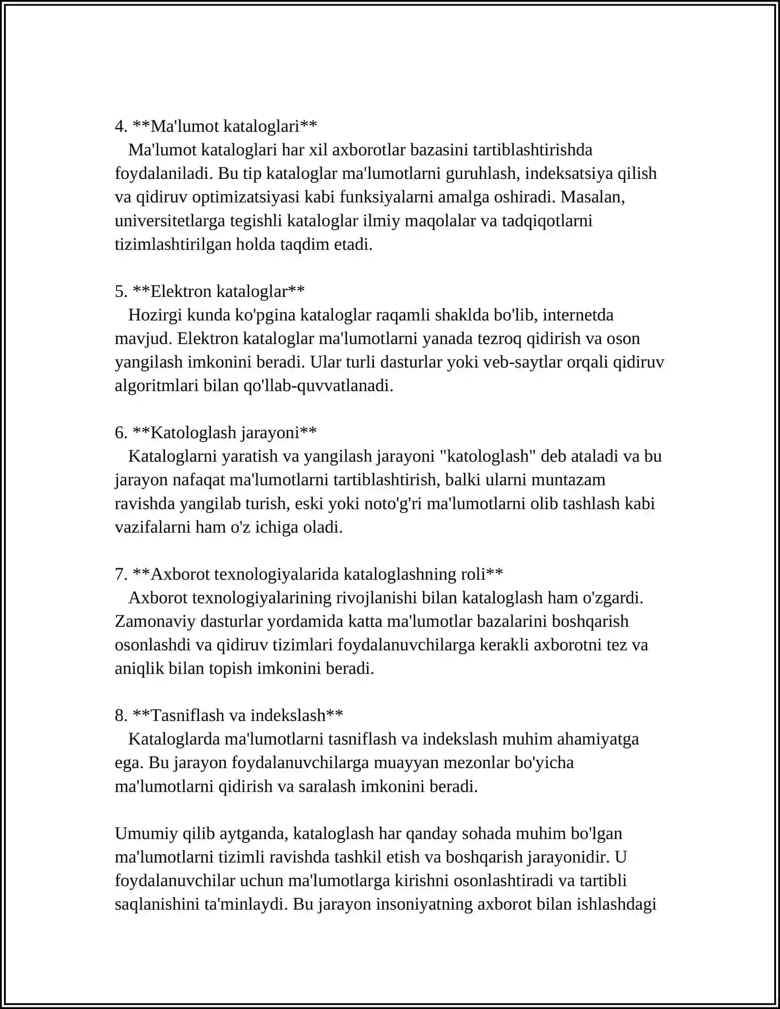 Katolog tushunchasi, tarifi, turlari va ularga doir misollar 4