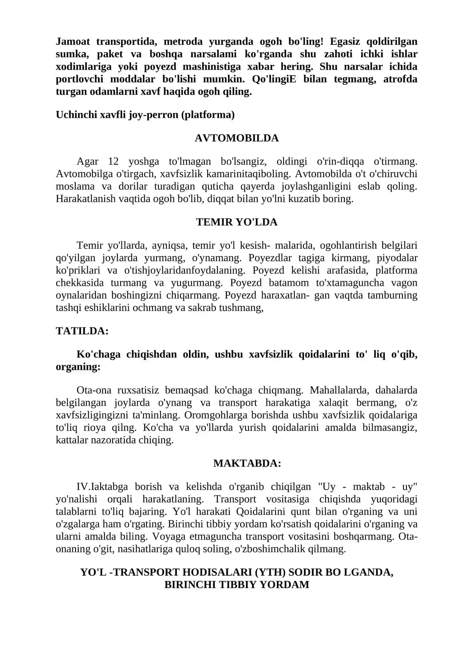YO'L HARAKATI XAVFSIZLIGI QOIDALARI 4