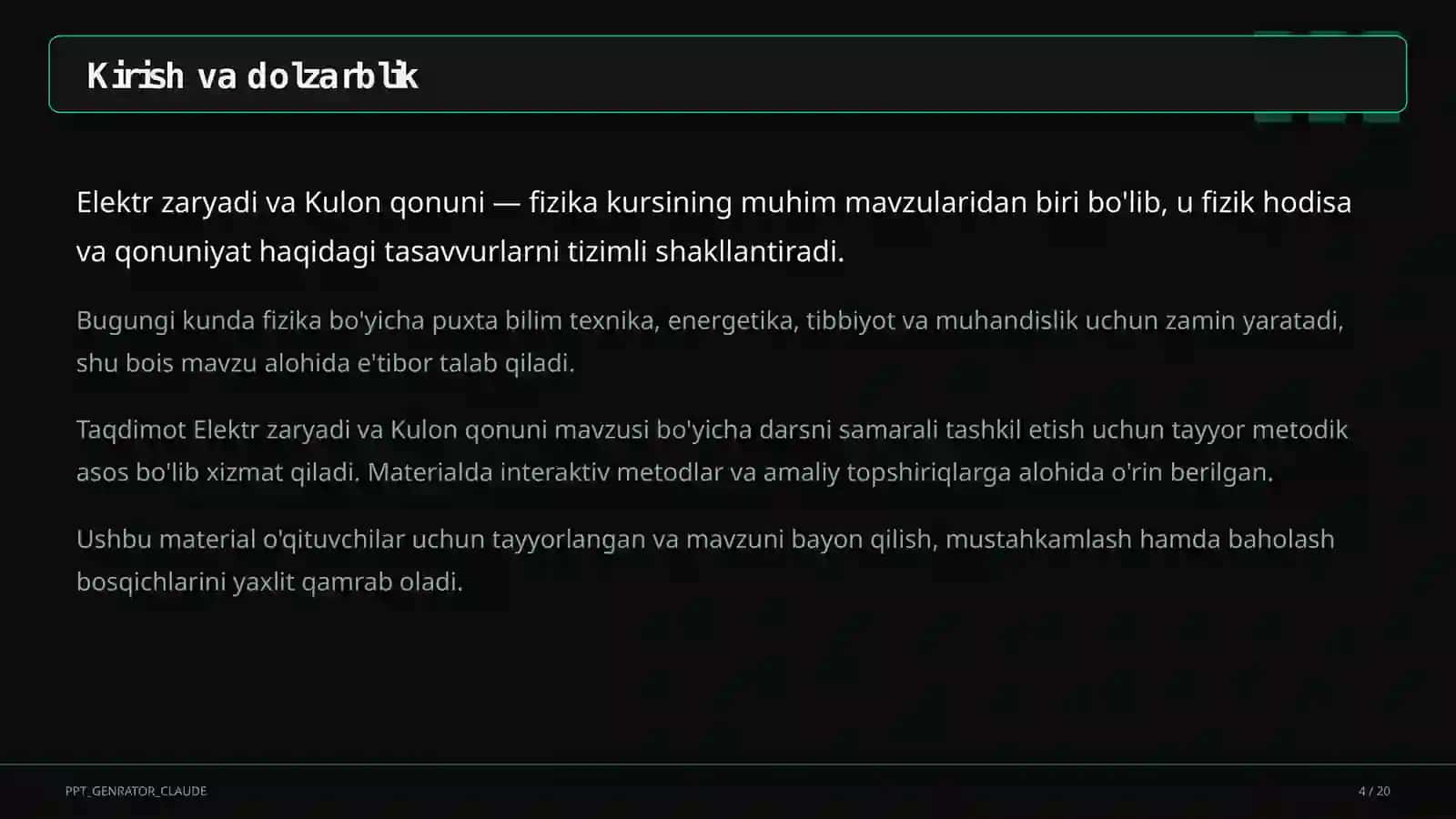 Elektr zaryadi va Kulon qonuni (8-sinf) 4
