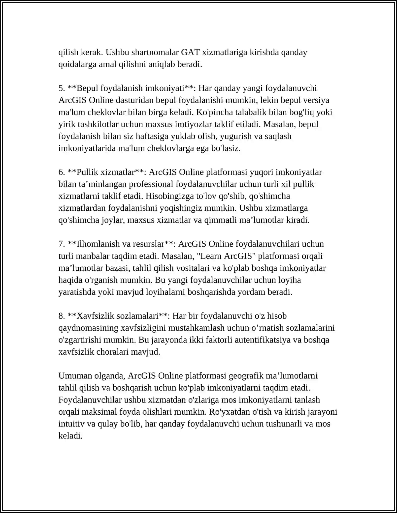 ARCGIS ONLINE PLATFORMASIDAN FOYDALANISH 4