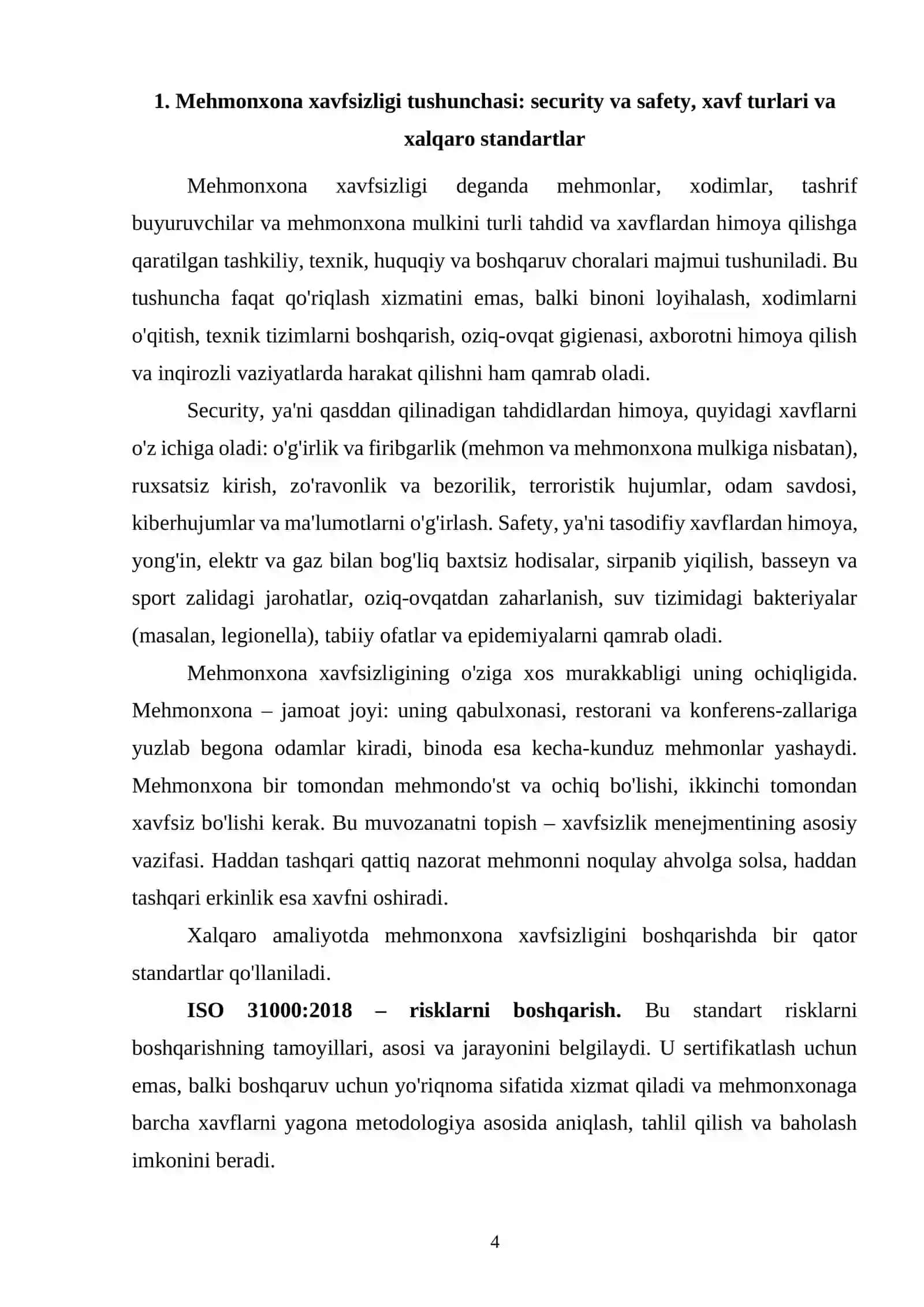Xalqaro mehmonxonalarda xavfsizlik tizimlari (Security & Safety Management) va risklarni boshqarish 4
