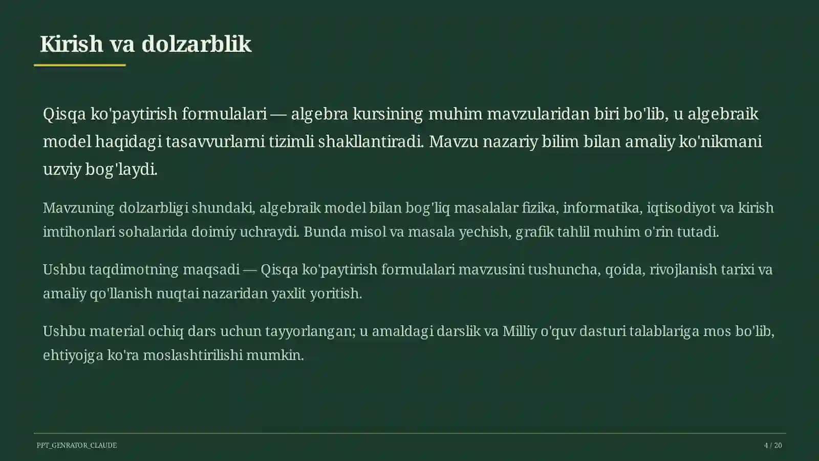 Qisqa ko'paytirish formulalari (7-sinf) 4