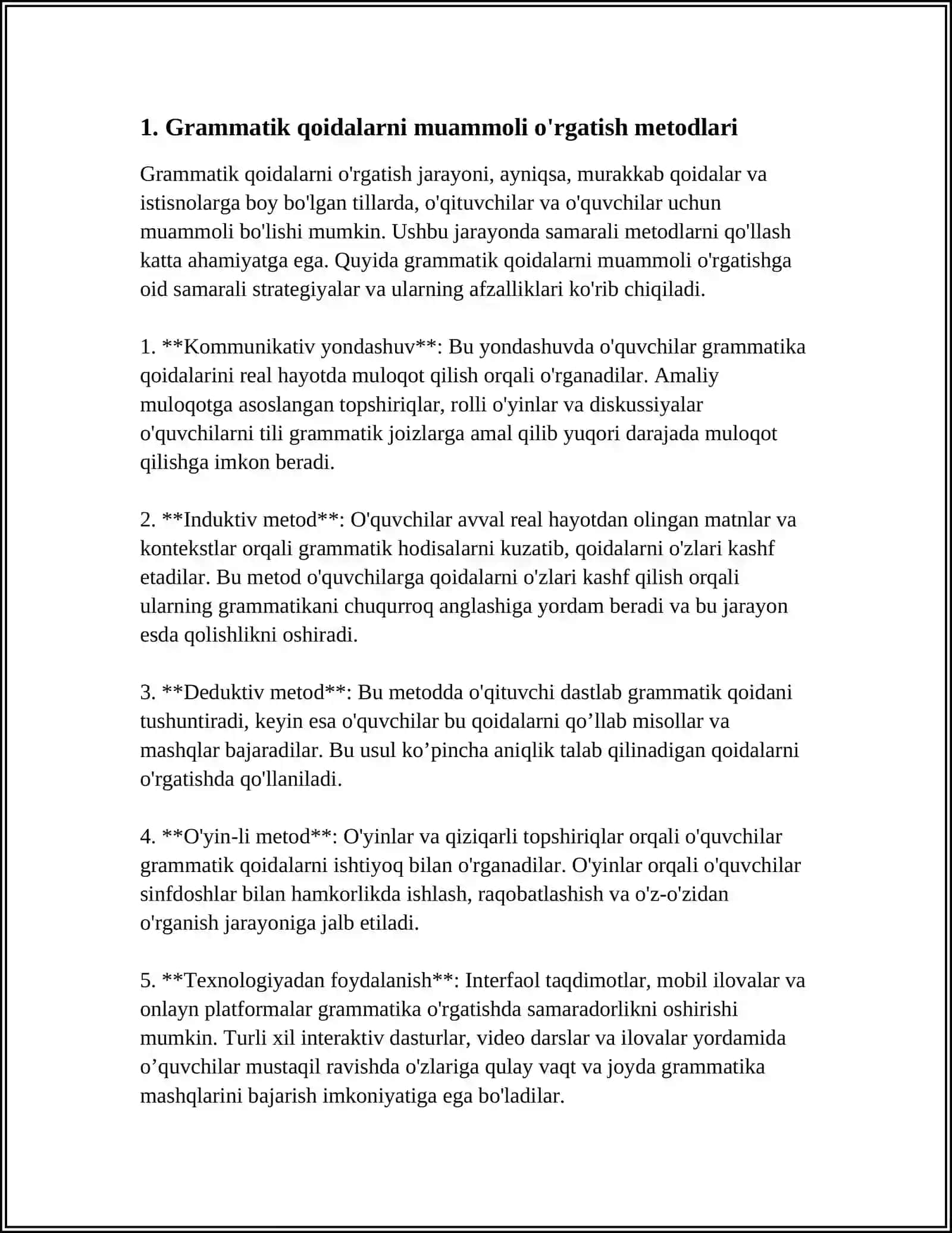 GRAMATIKA VA IMLO ŌRGATISH JARAYONIDA MUAMMOLI TA'LIM ELEMETLARIDAN FOYDALANISH 4