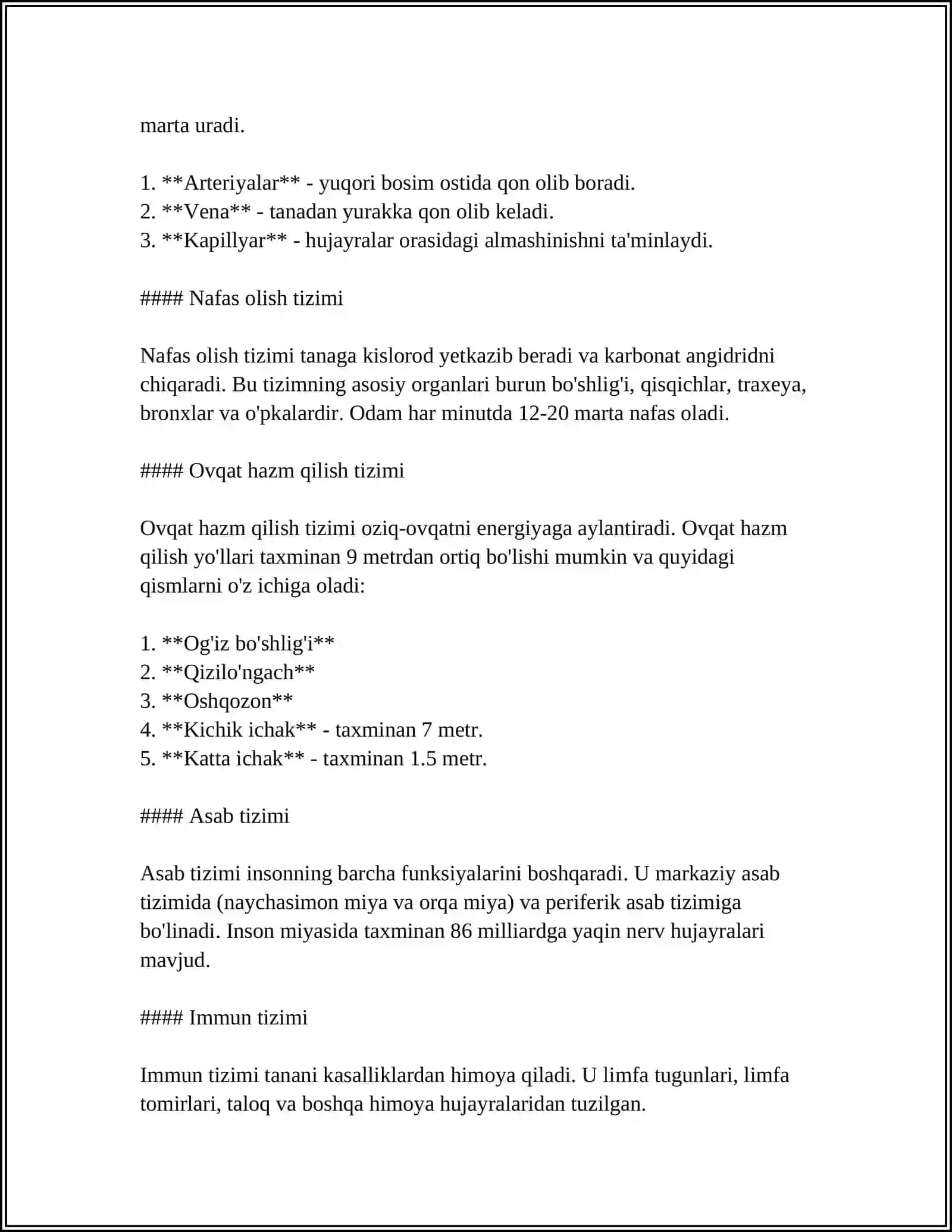 ANATOMIYA MAVZUDIDA REFERAT 4