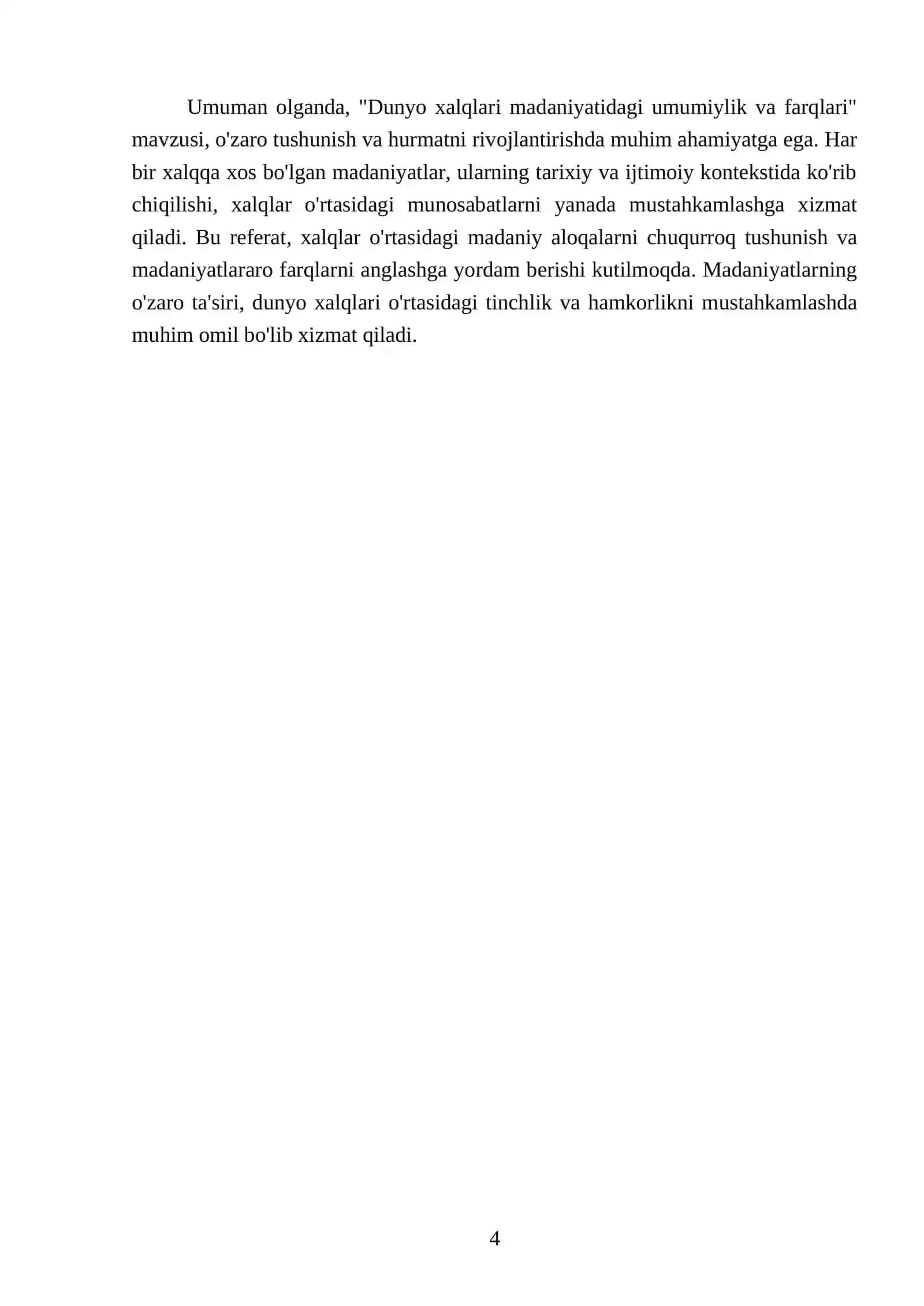 Dunyo xalqlari madaniyatidagi umumiylik va farqlari 4