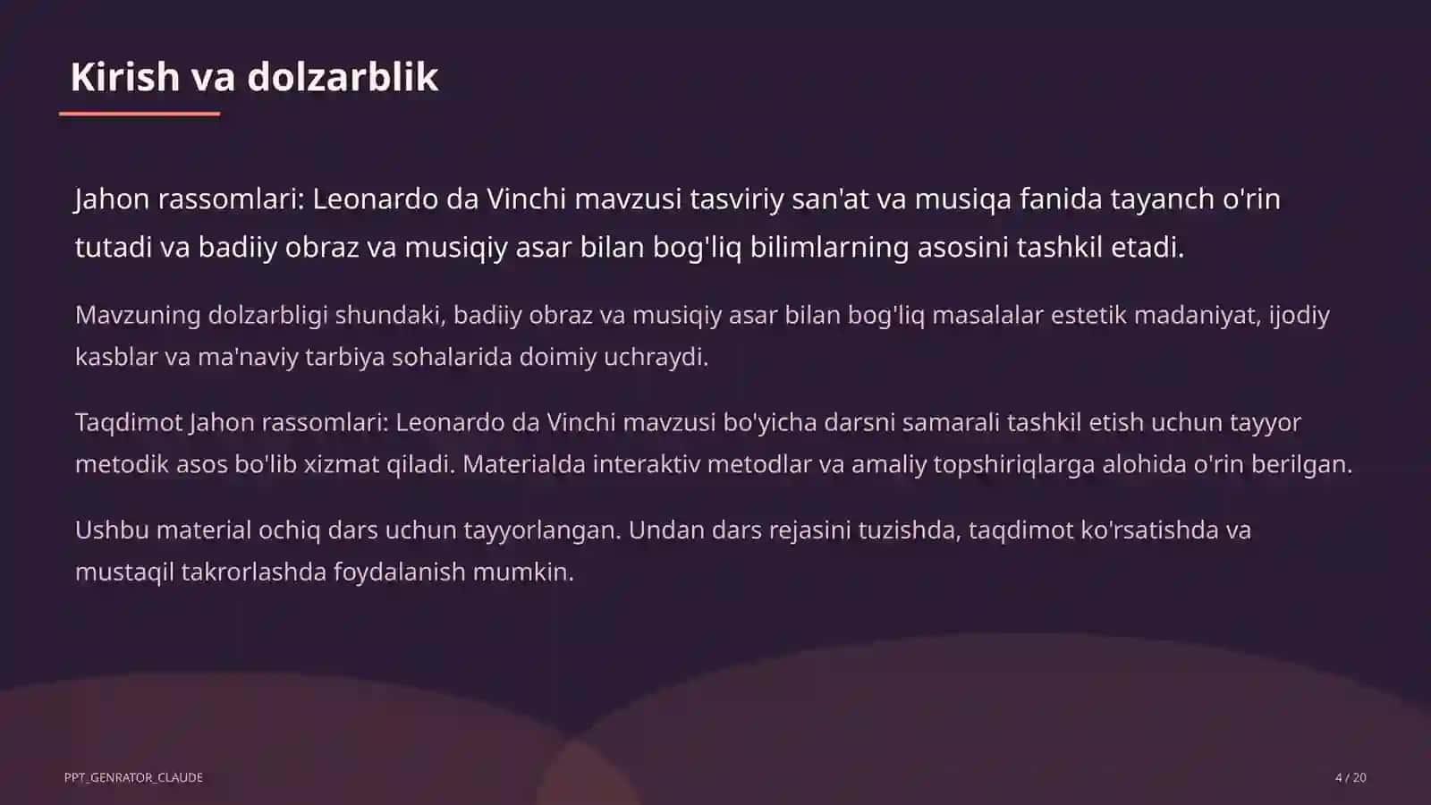 Jaxon rassomlari: Leonardo da Vinchi (7-sinf) 4