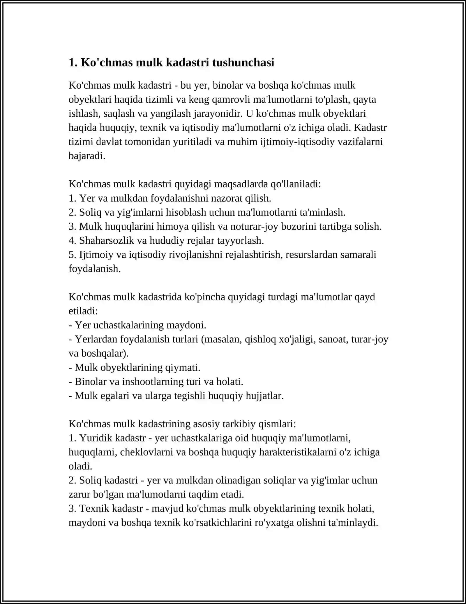 KO'CHMAS MULK KADASTRI MA'LUMOTLARINI TAYYORLASH 4