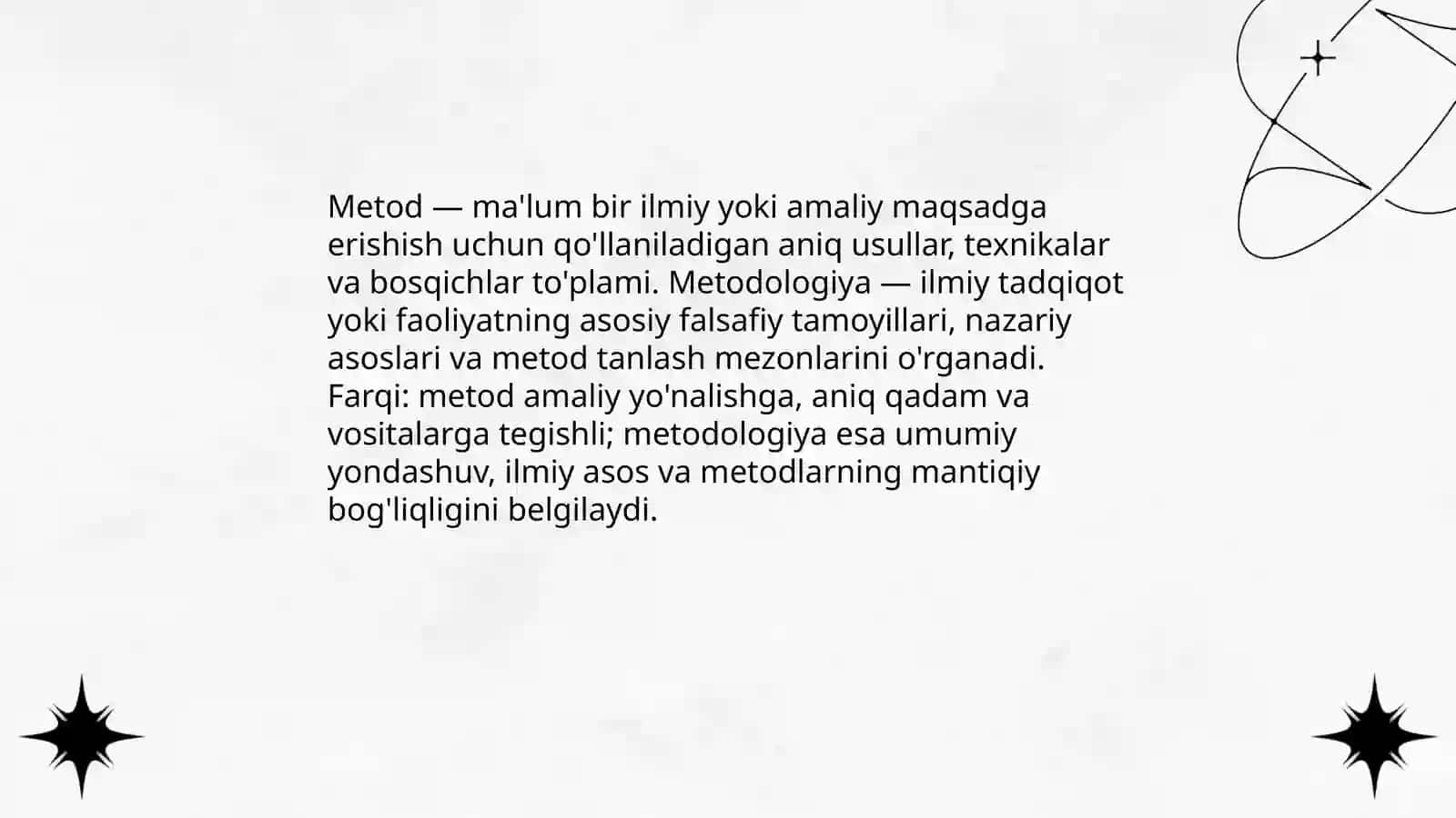 Metod va metodologiya tushunchasi 4