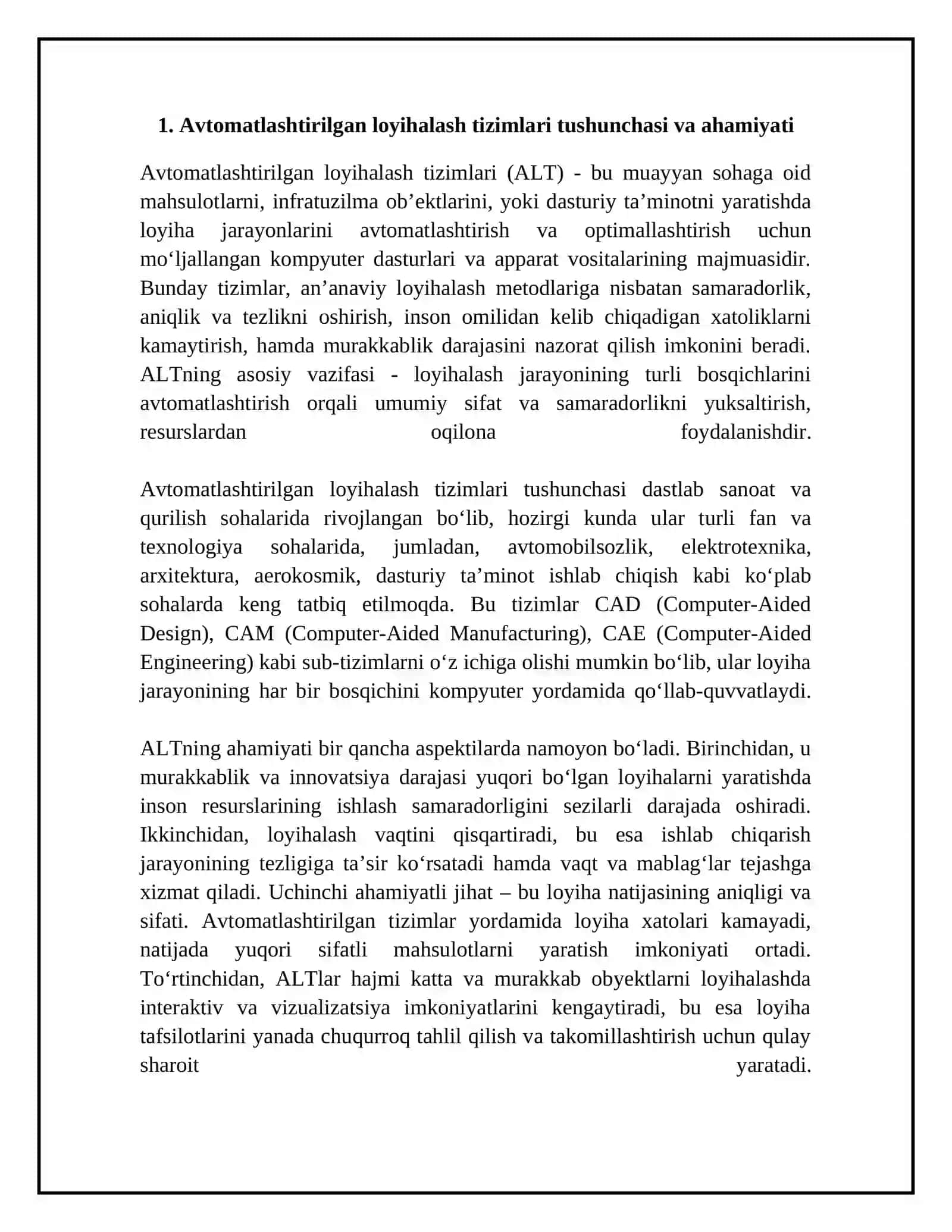 Avtomatlashtirilgan loyihalash tizimi ta’minoti turlarining komponentlari 4