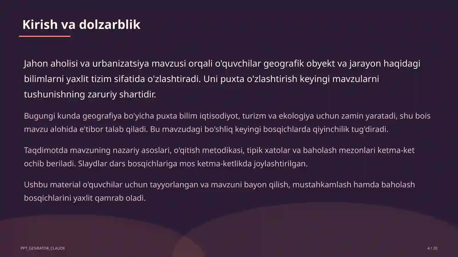 Jahon aholisi va urbanizatsiya (10-sinf) 4