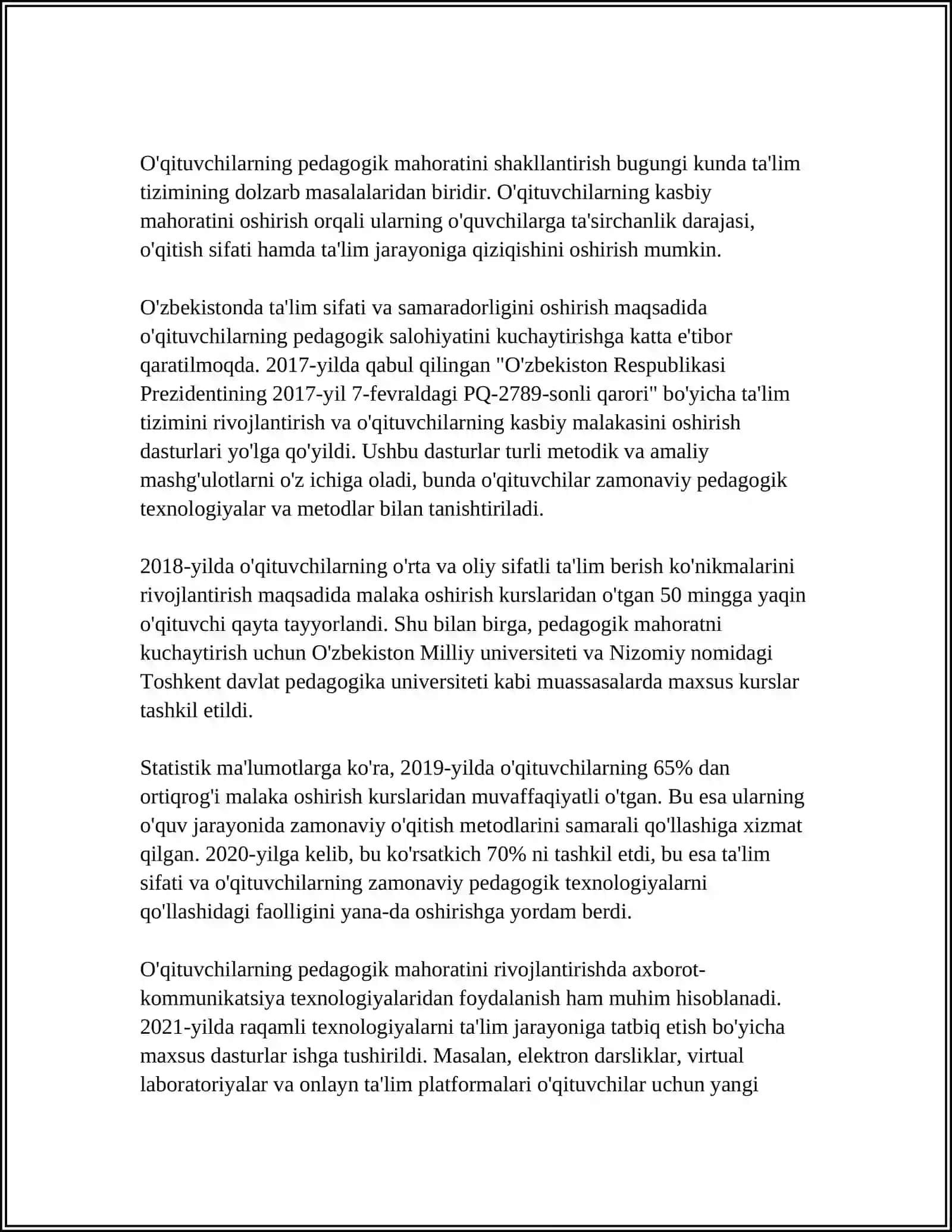 YOSH OʻQITUVCHINING PEDAGOGIK MAHORATINI TAKOMILLASHTIRISHDA MULOQOTNING AHAMIYATI 4
