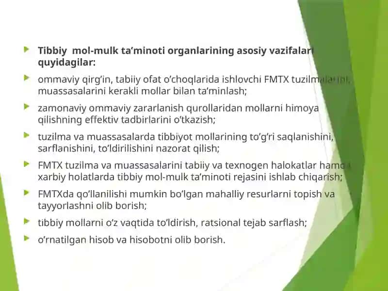 FUQАRО MUHОFАZАSI TIBBIYOT ХIZMАTI TUZILMАLАRINI VА MUАSSАSАLАRINI  MОL-MULKLАR BILАN TА’MINLАSH VA MUHOFAZA QILISH 4