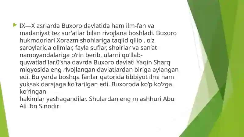 Buxoro davlatidagi tibbiyot. Abu Ali Ibn Sino hayoti va ijodi 4