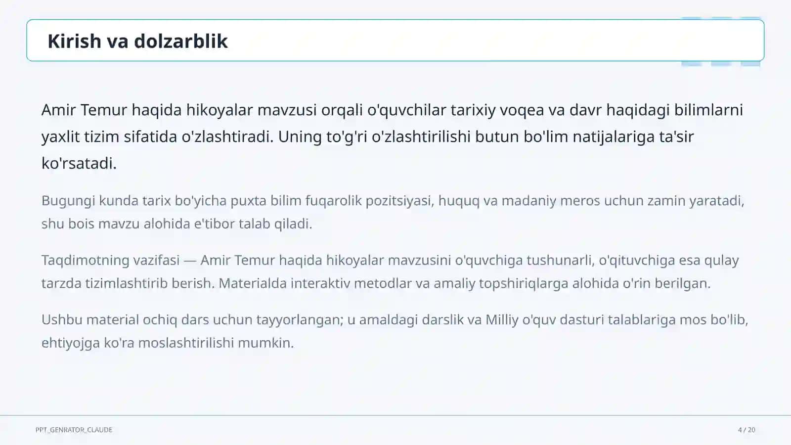 Amir Temur haqida hikoyalar (5-sinf) 4