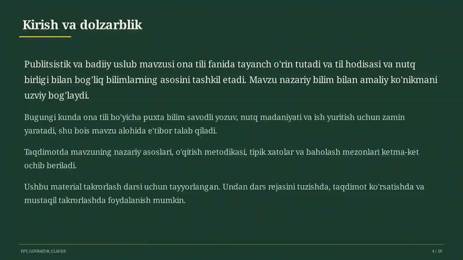 Publitsistik va badiiy uslub (10-sinf) 4