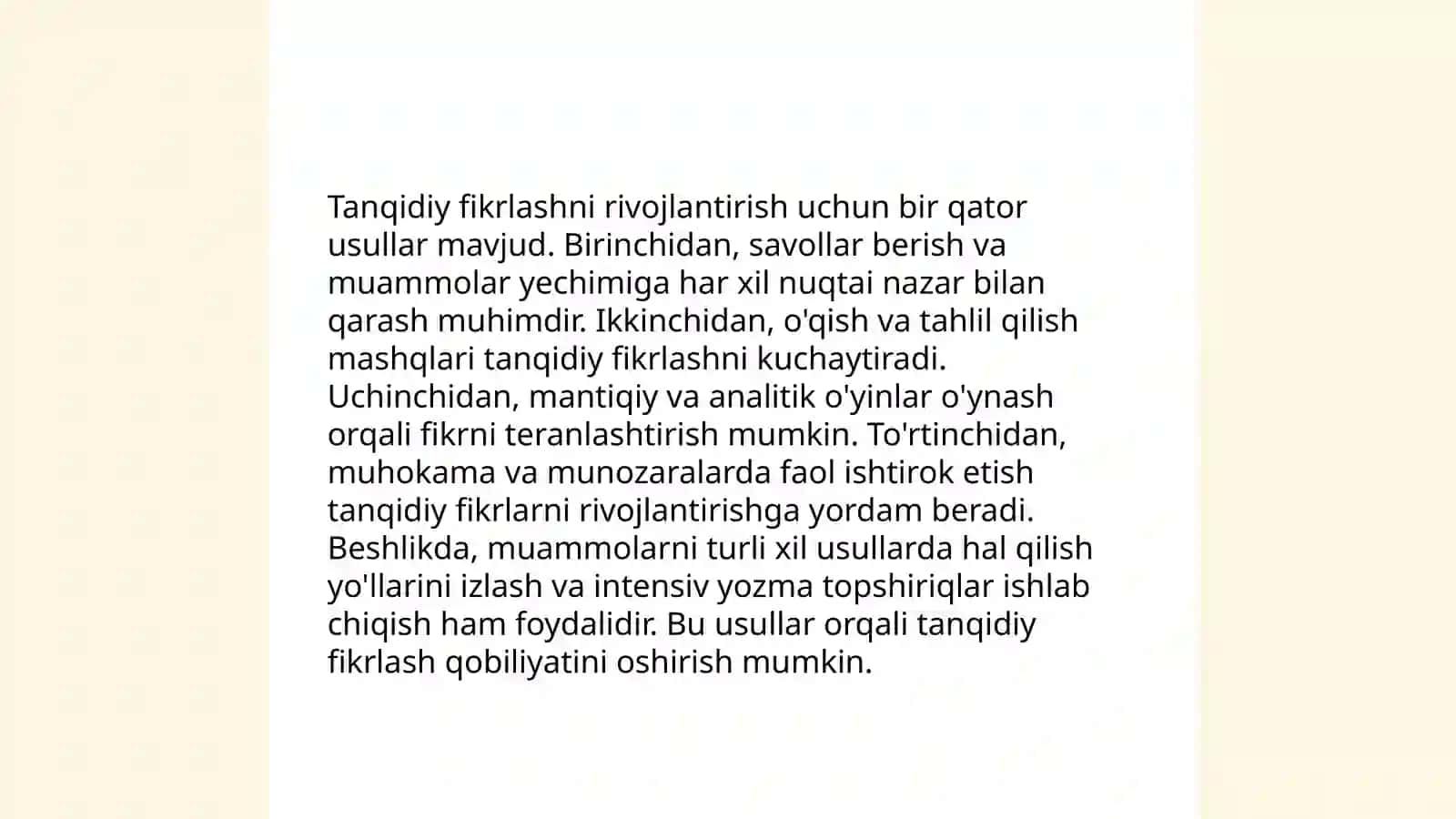 Kitobxonlik madaniyatini shakllantirish orqali oʻquvchining tanqidiy xulq atvorini shakllantirish 4