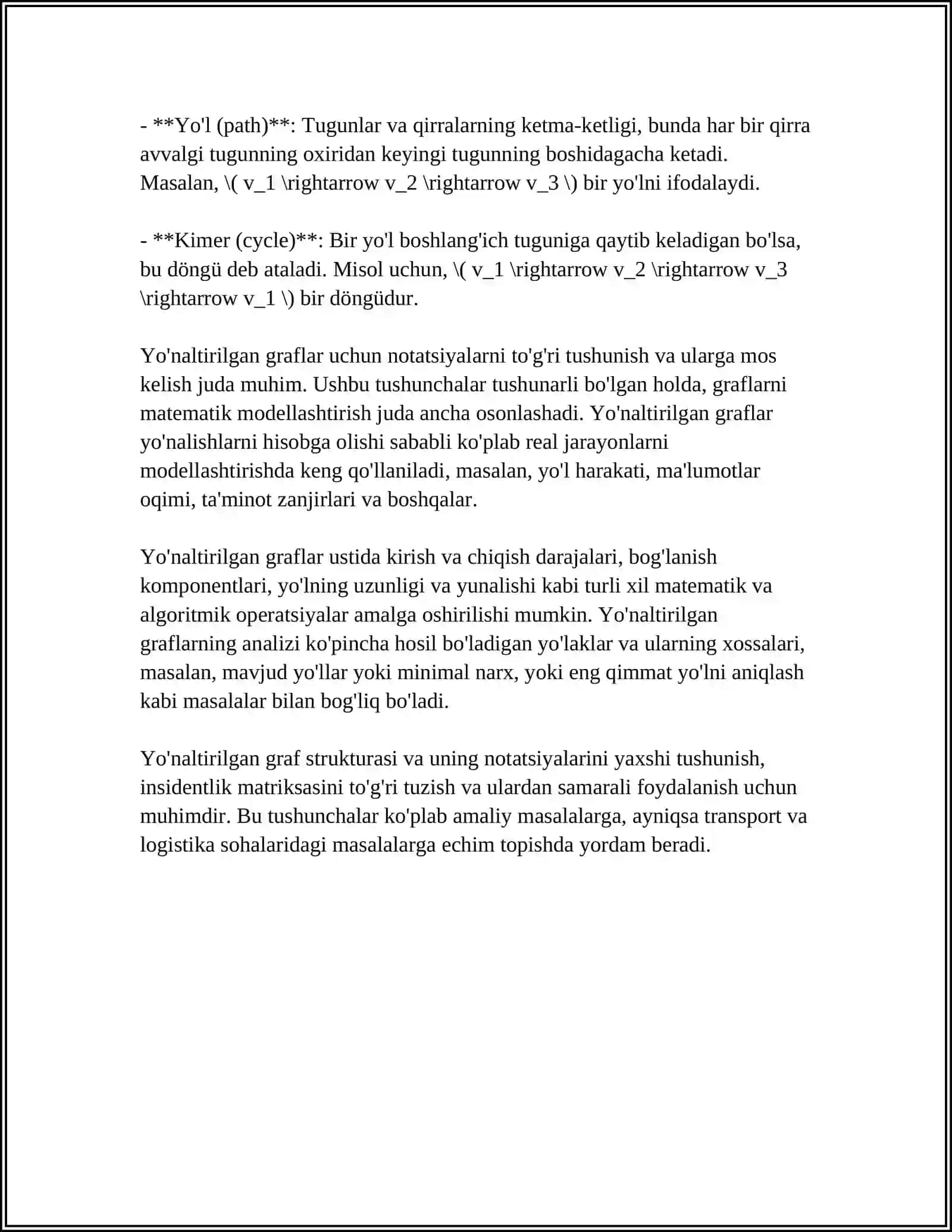 ORIYENTIRLANGAN GRAFLAR UCHUN INSIDENTLIK MATRITSASI 4