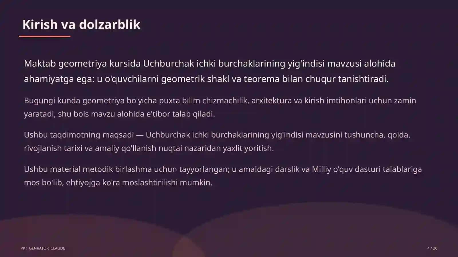 Uchburchak ichki burchaklarining yig'indisi (7-sinf) 4