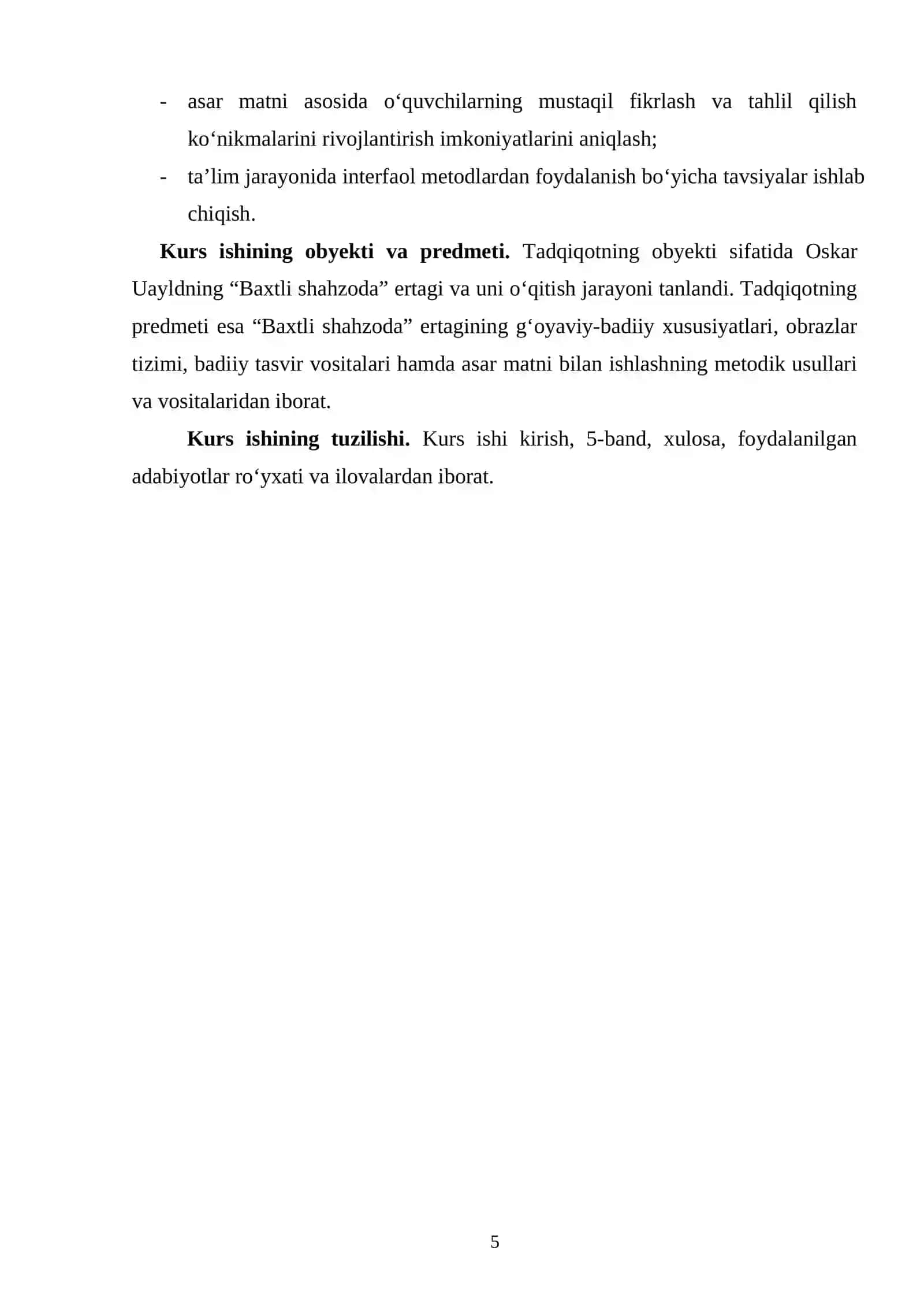 Oskar Uayld. baxtli shahzoda ertagi. Asar matni bilan ishlash 4