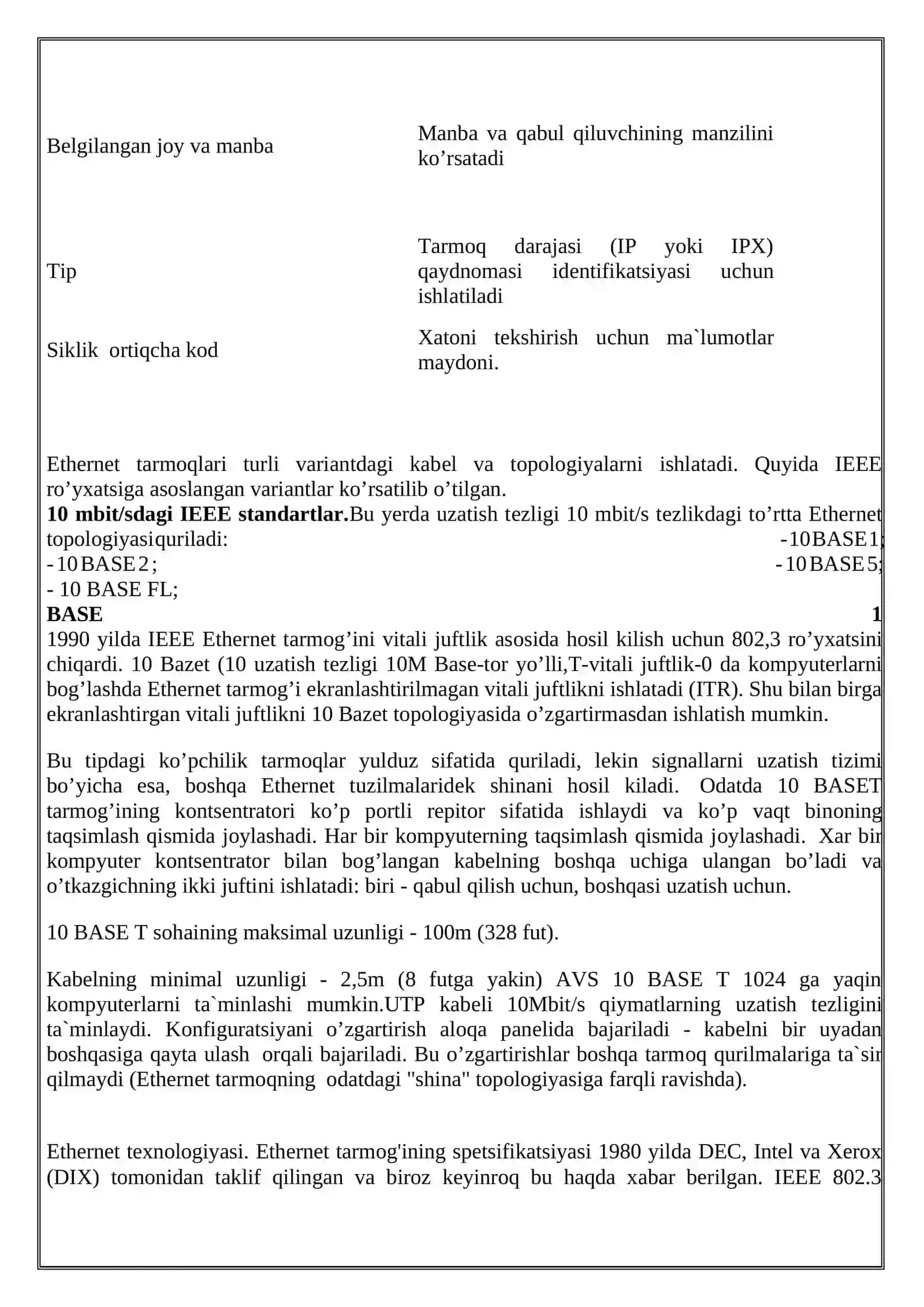 IEEE 802.x standartlarining tuzilishi va tarkibini to’liq o’rganish 4