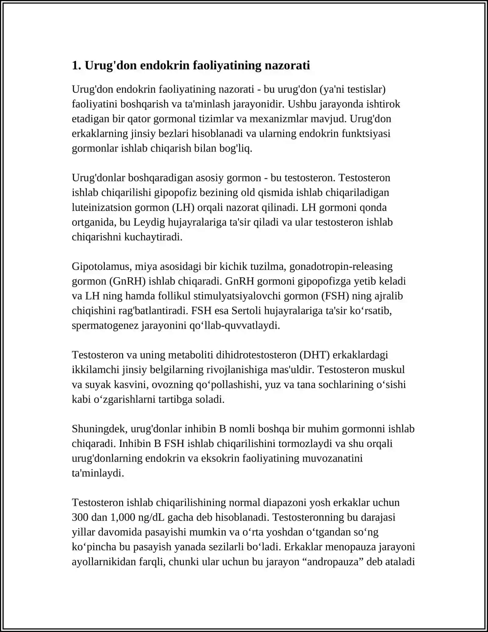 URUG'DON ENDOKRIN FAOLIYATINING ENDOKRIN BOSHQARILUVI. GEMATOTESTIKULYAR TO'SIG'INING GISTOFIZIOLOGIYASI.GEMATO-OVARIAL TO'SIQNING GISTOFIZIOLOGIYASI 4