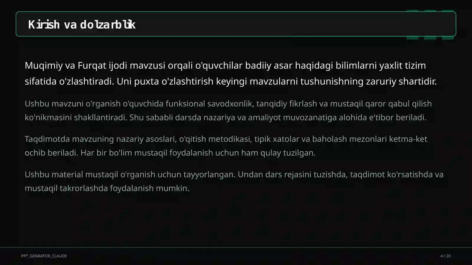 Muqimiy va Furqat ijodi (10-sinf) 4