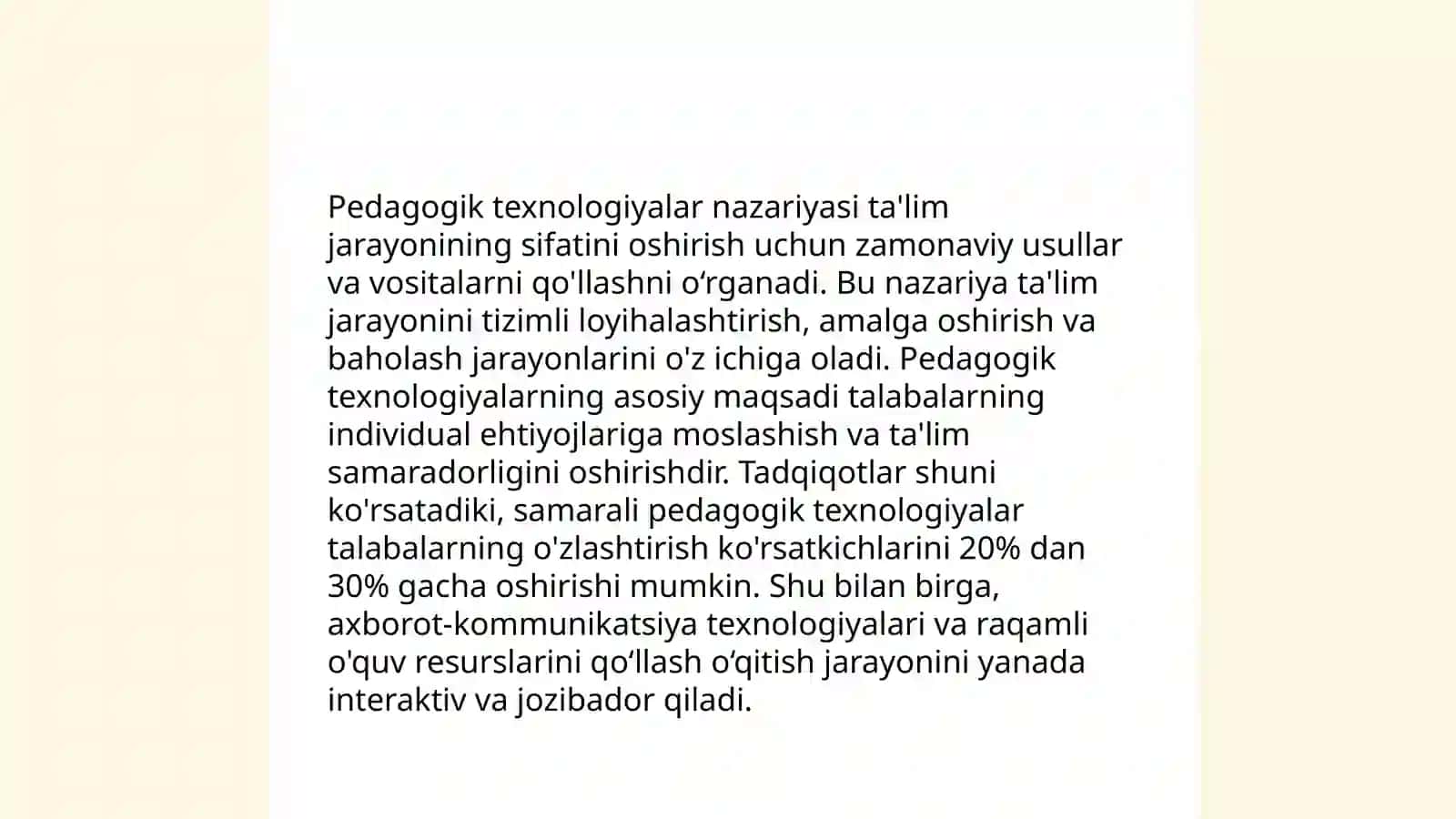 Ta'lim texnologiyalariga asoslangan dars rejasini tuzish 4