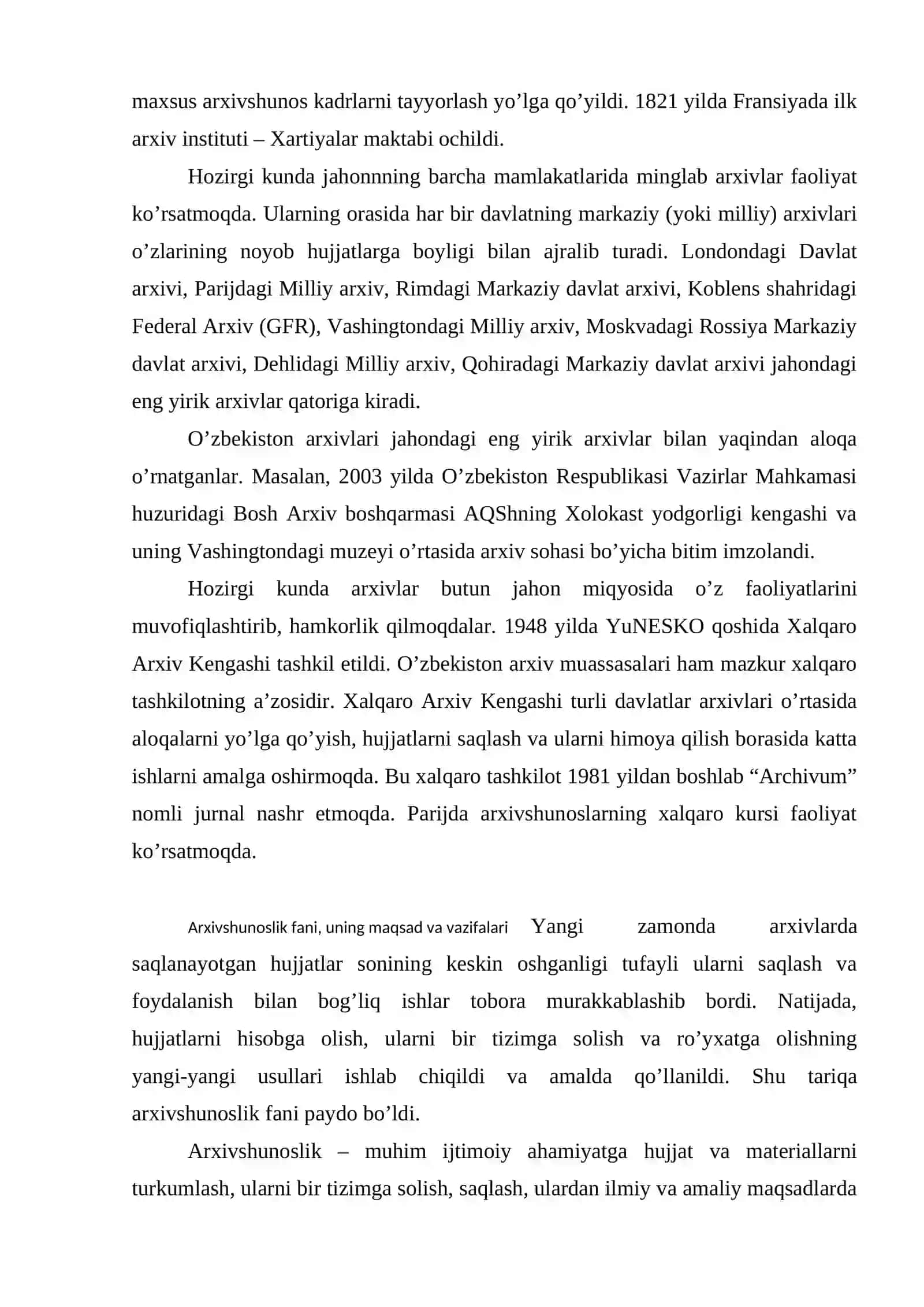 Arxivshunoslik fani taraqqiyotini davrlashtirish 4