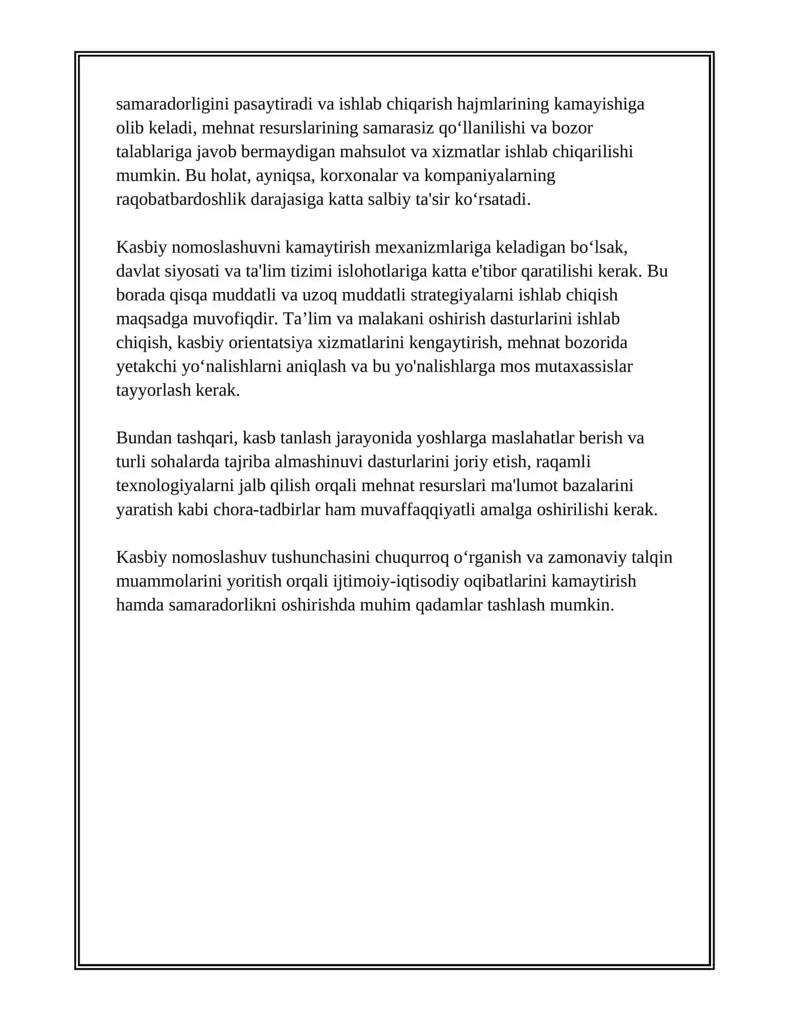 KASBIY NOMOSLASHUVNING IJTIMOIY-IQTISODIY OQIBATLARI VA UNI KAMAYTIRISH MEXANIZMLARI 4
