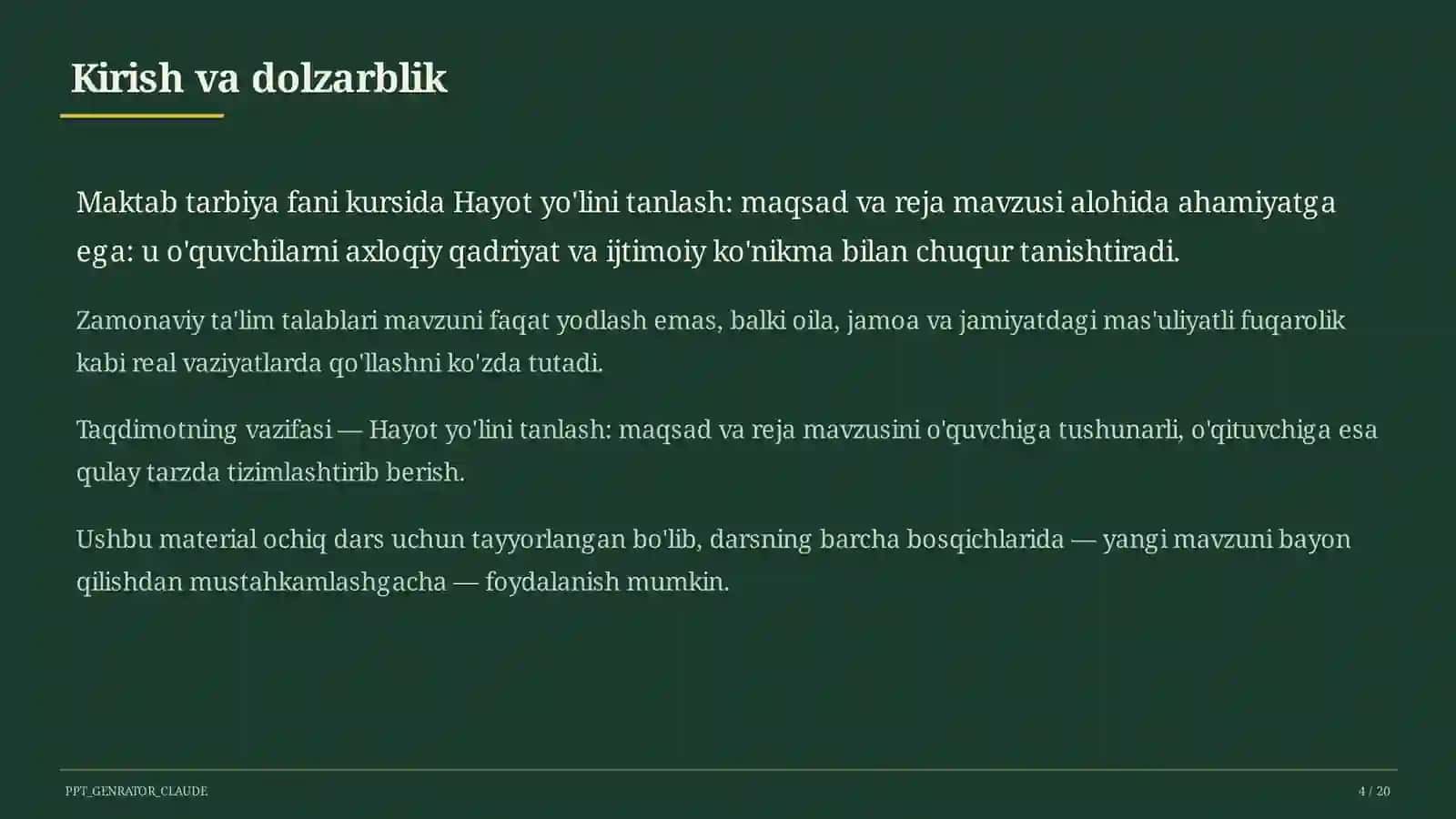 Hayot yo'lini tanlash: maqsad va reja (11-sinf) 4