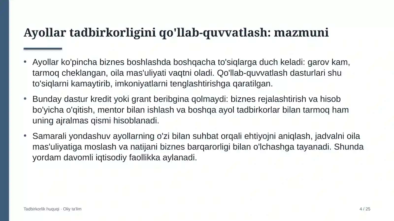 obodonlashtirish boshqarmalarida ayollar tadbirkorligini qo'llab quvvatlash 8640 4