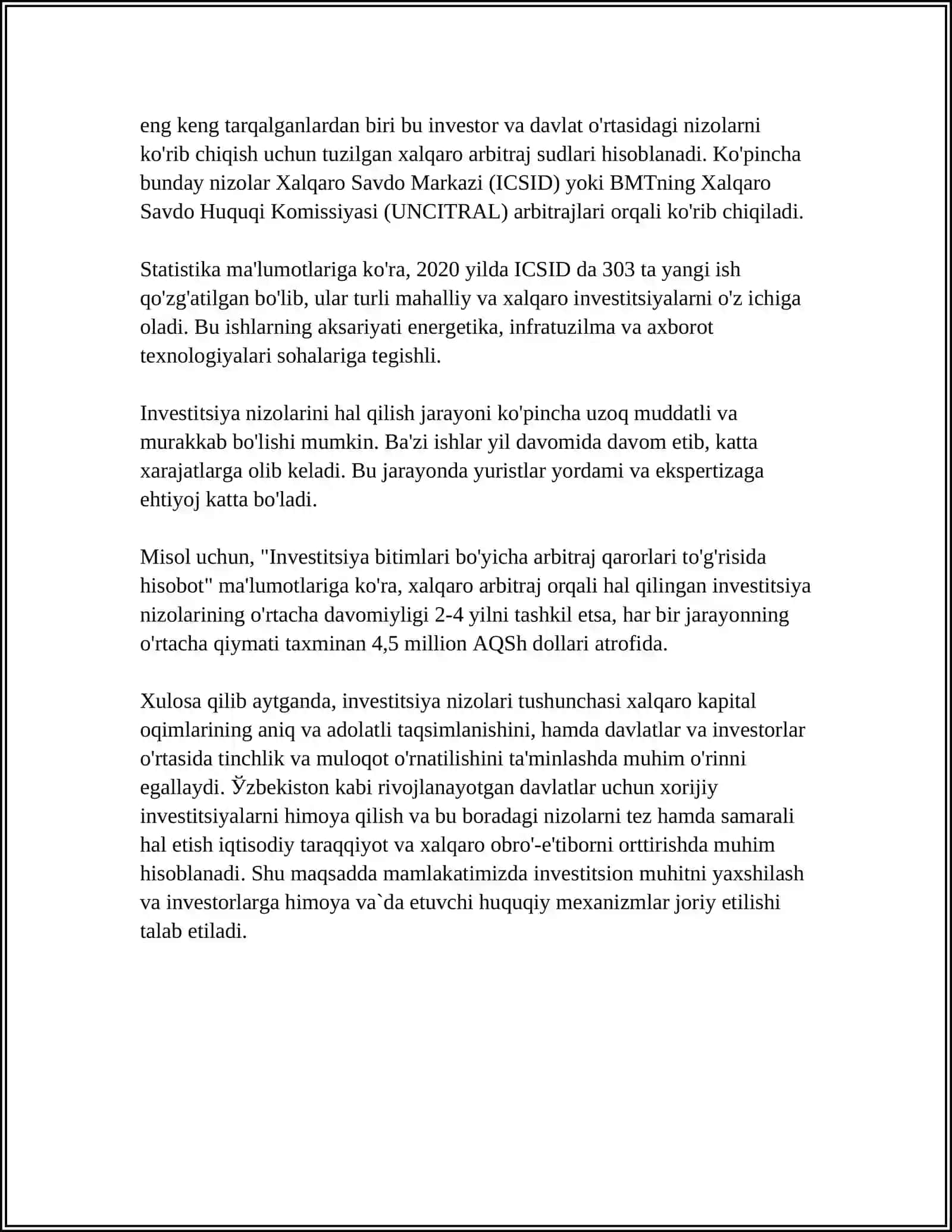 INVESTITSIYA NIZOLARI TUSHUNCHASI 4