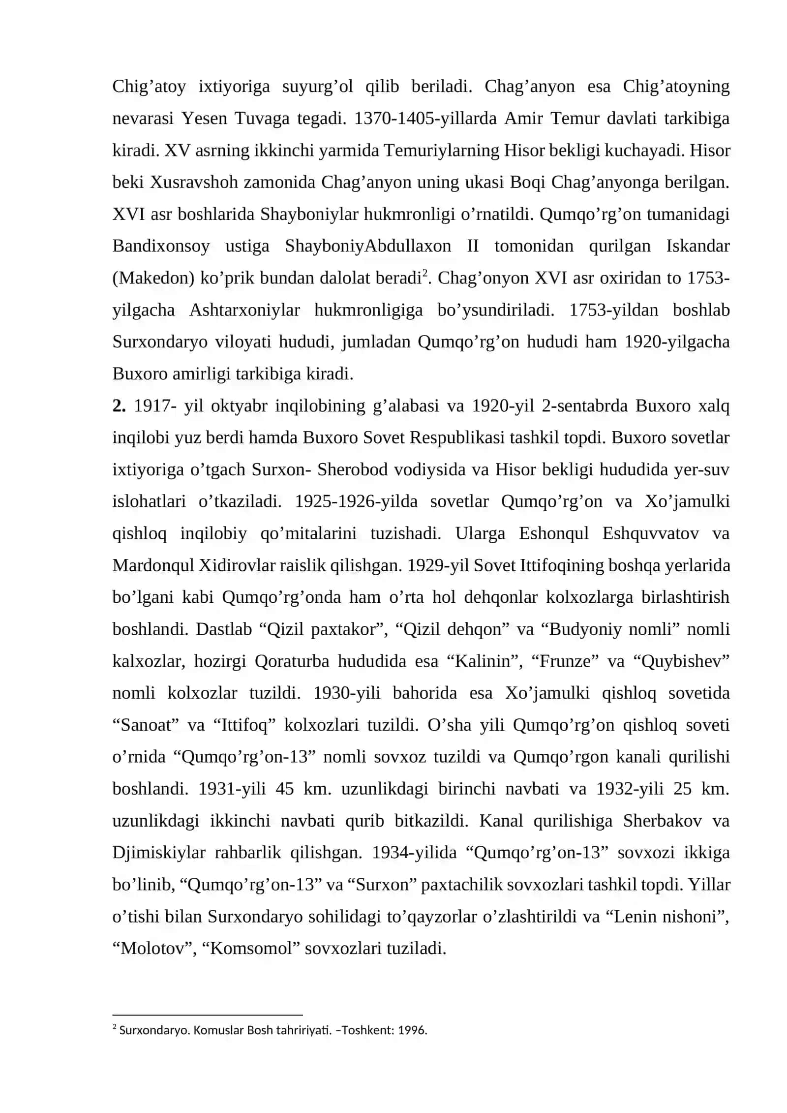 Qumqo’rg’on tumani tarixi va toponomikasi 4
