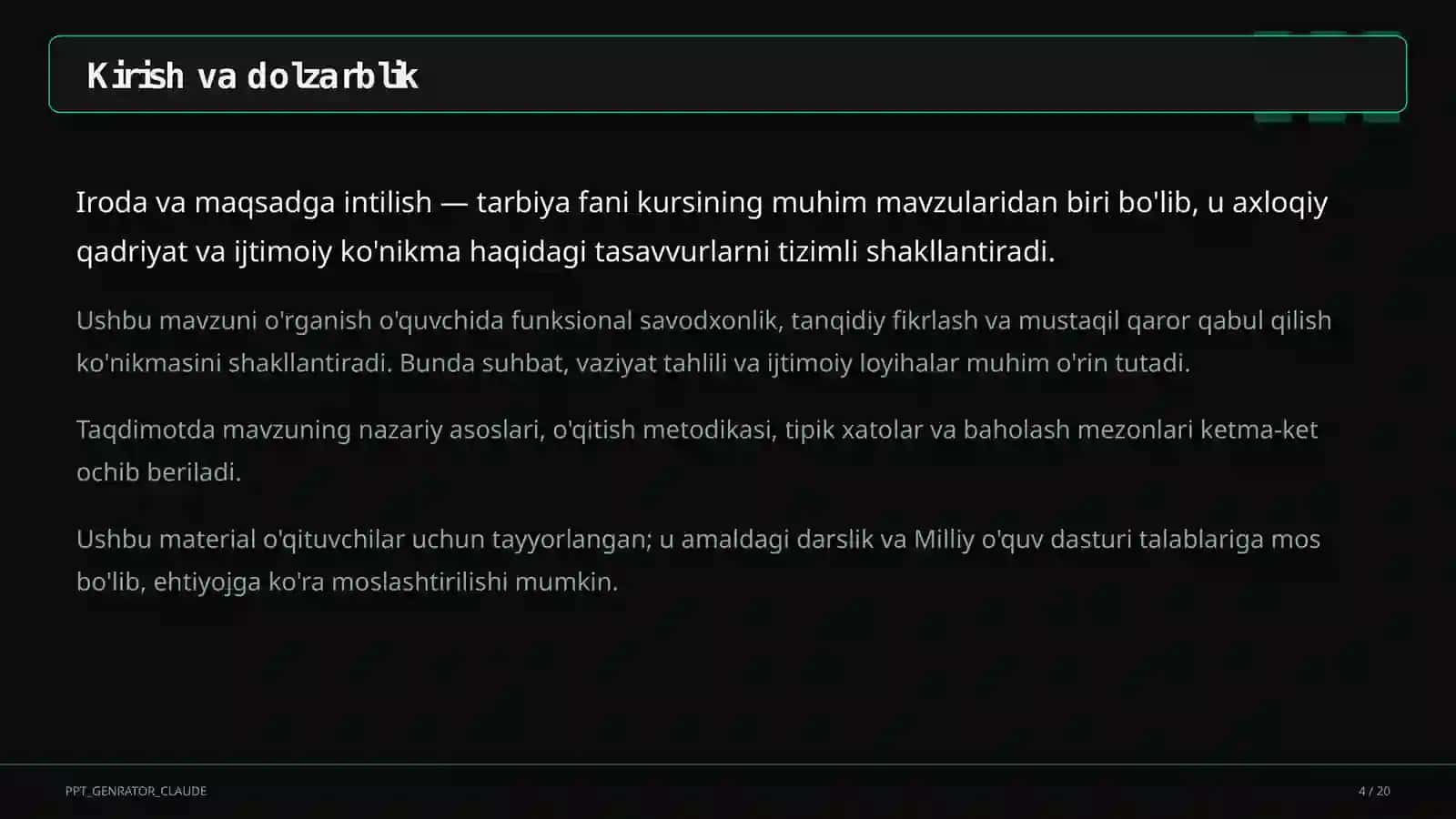 Iroda va maqsadga intilish (9-sinf) 4