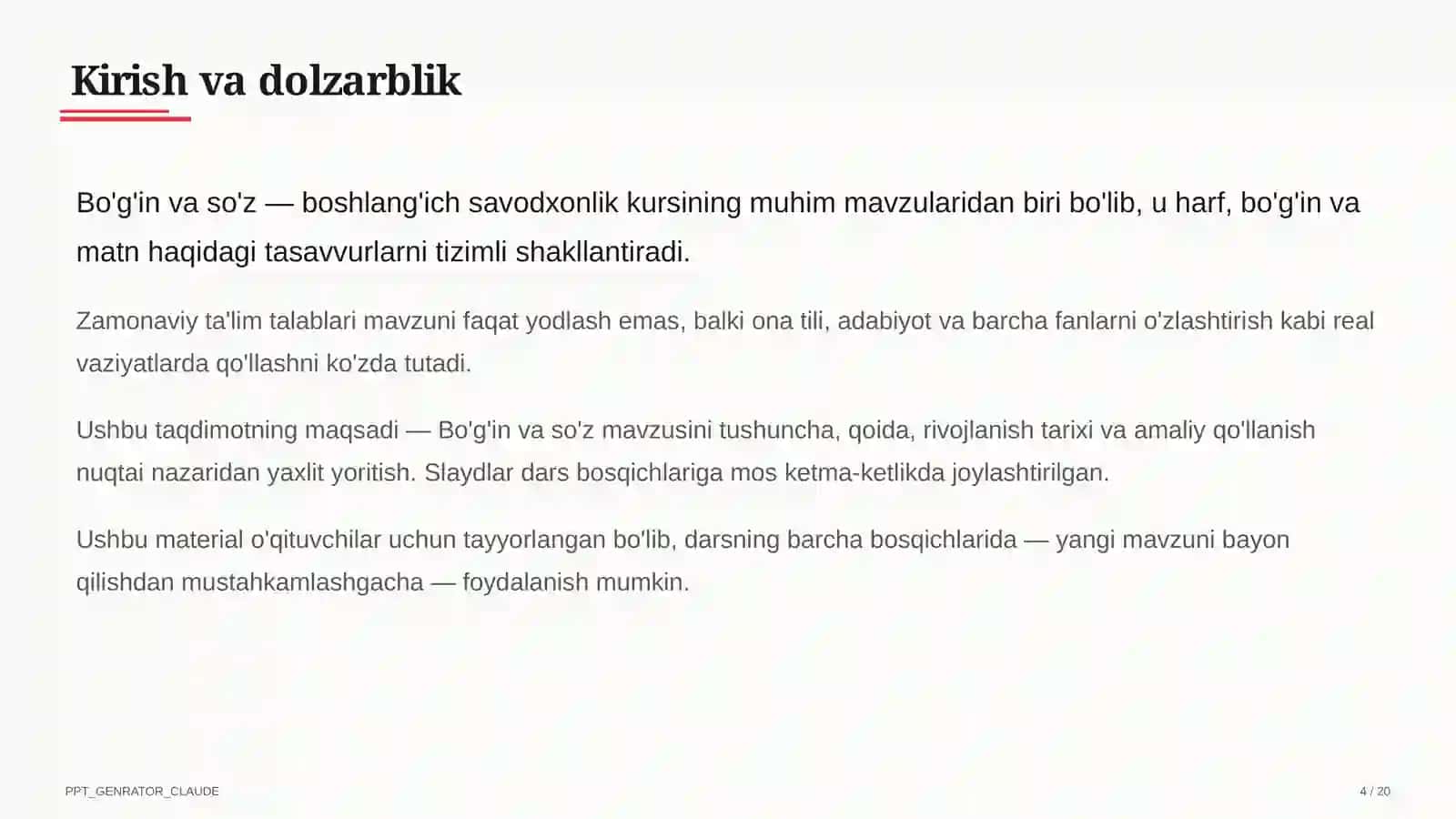 Bo'g'in va so'z (1-sinf) 4