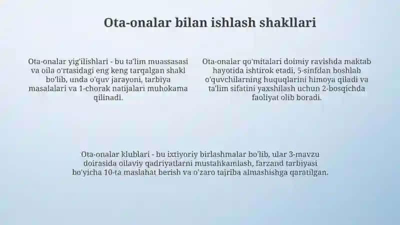 Ota-onalar bilan ishlash shakllari va usullari 4