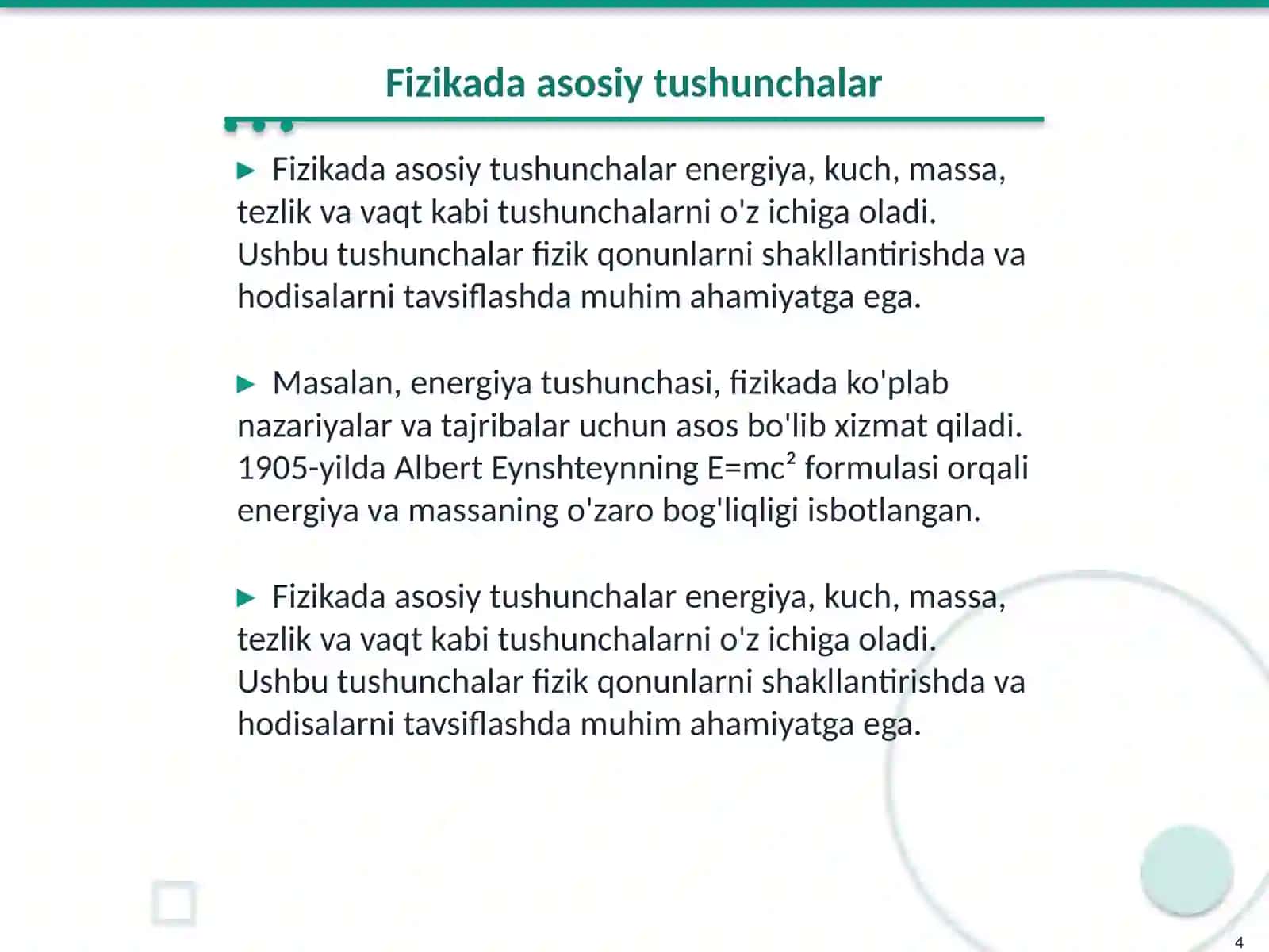 Fizika tushunchalarni shakllantirish 4