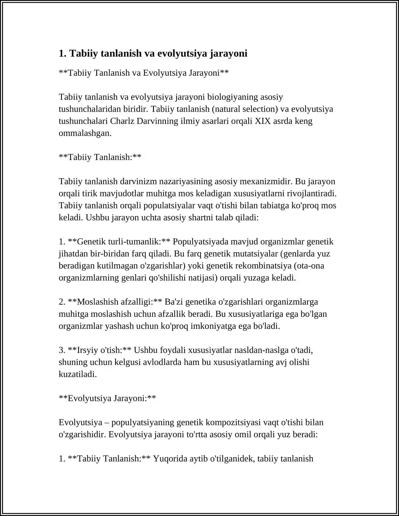 REFERAT "TABIAT-JAMIYAT"TIZIMI EVOLYUTSIYASI VA UNING OQIBATLARI 4