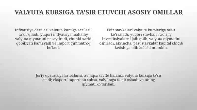 Valyuta kursi va unga ta'sir qiluvchi omillar 4