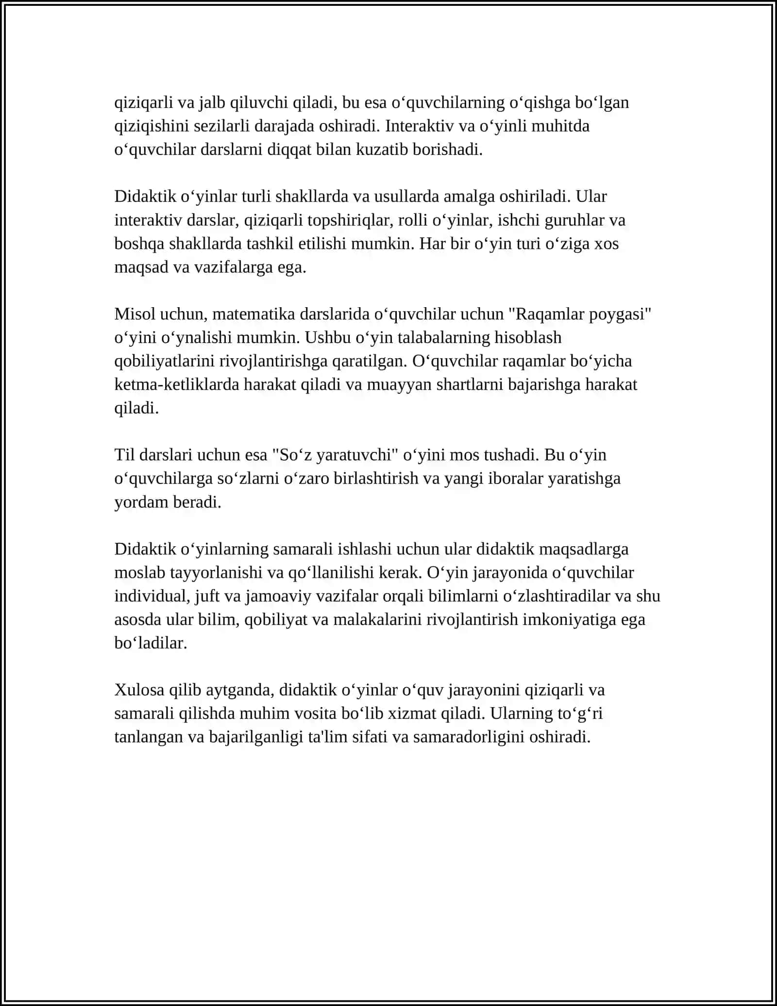 1-SINF ONA TILI DARSLARIDA DIDAKTIK ÒYINLARDAN FOYDALANISH 4