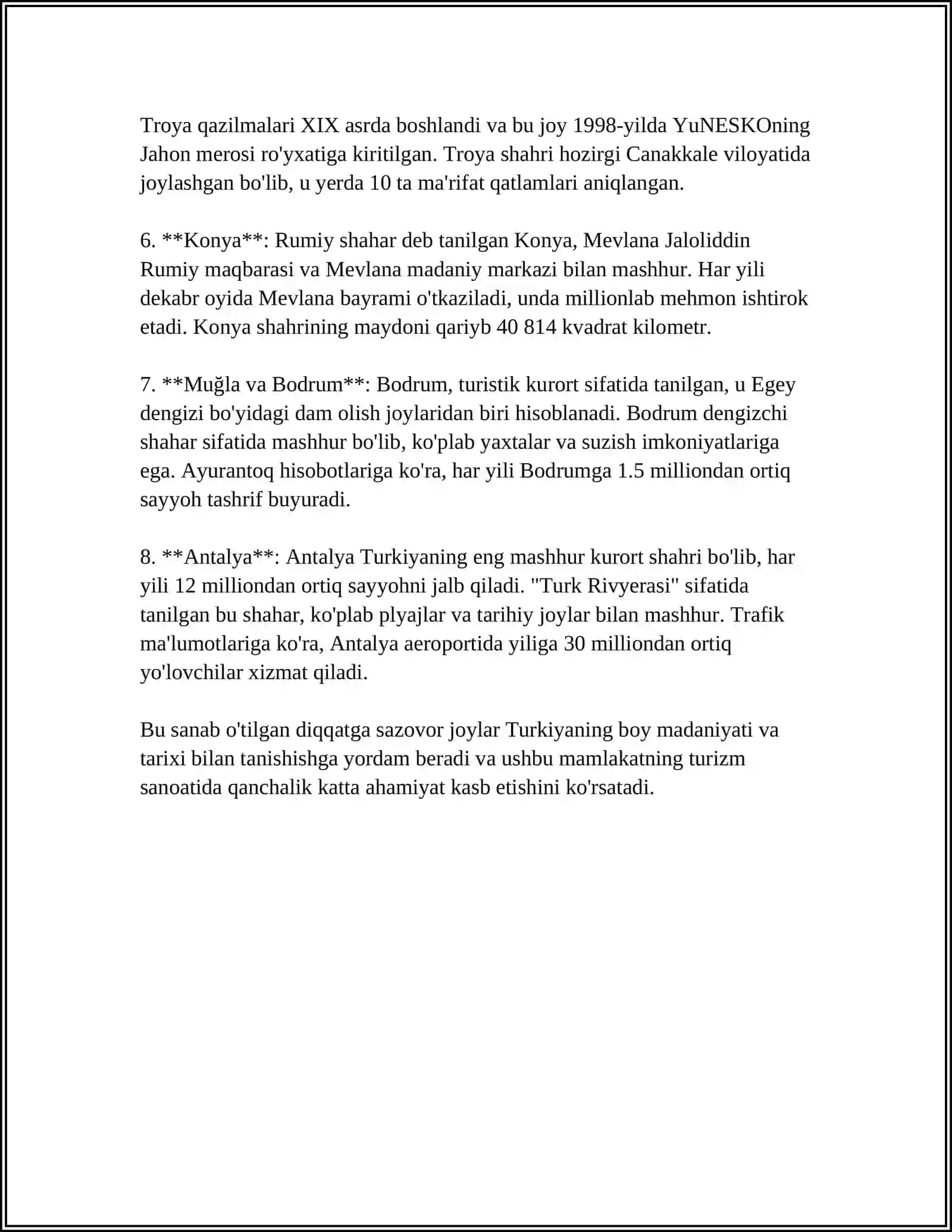 TURKIYA TURIZMI HAQIDA 4