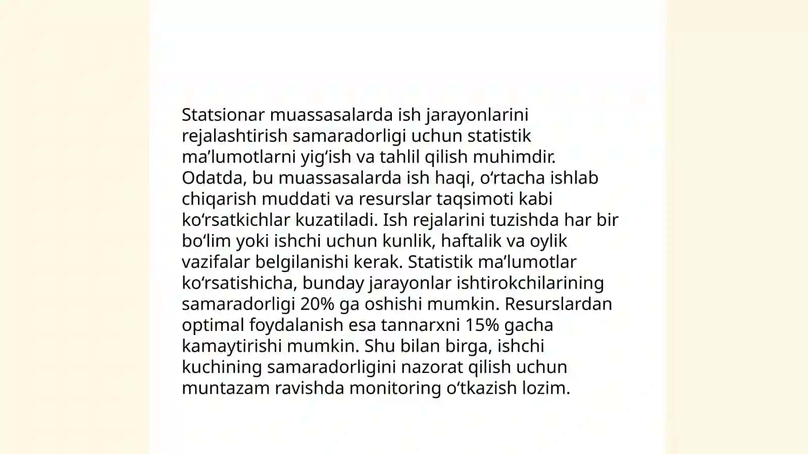 Statsionar muassasalarining ish faoliyatini tashkil qilish 4