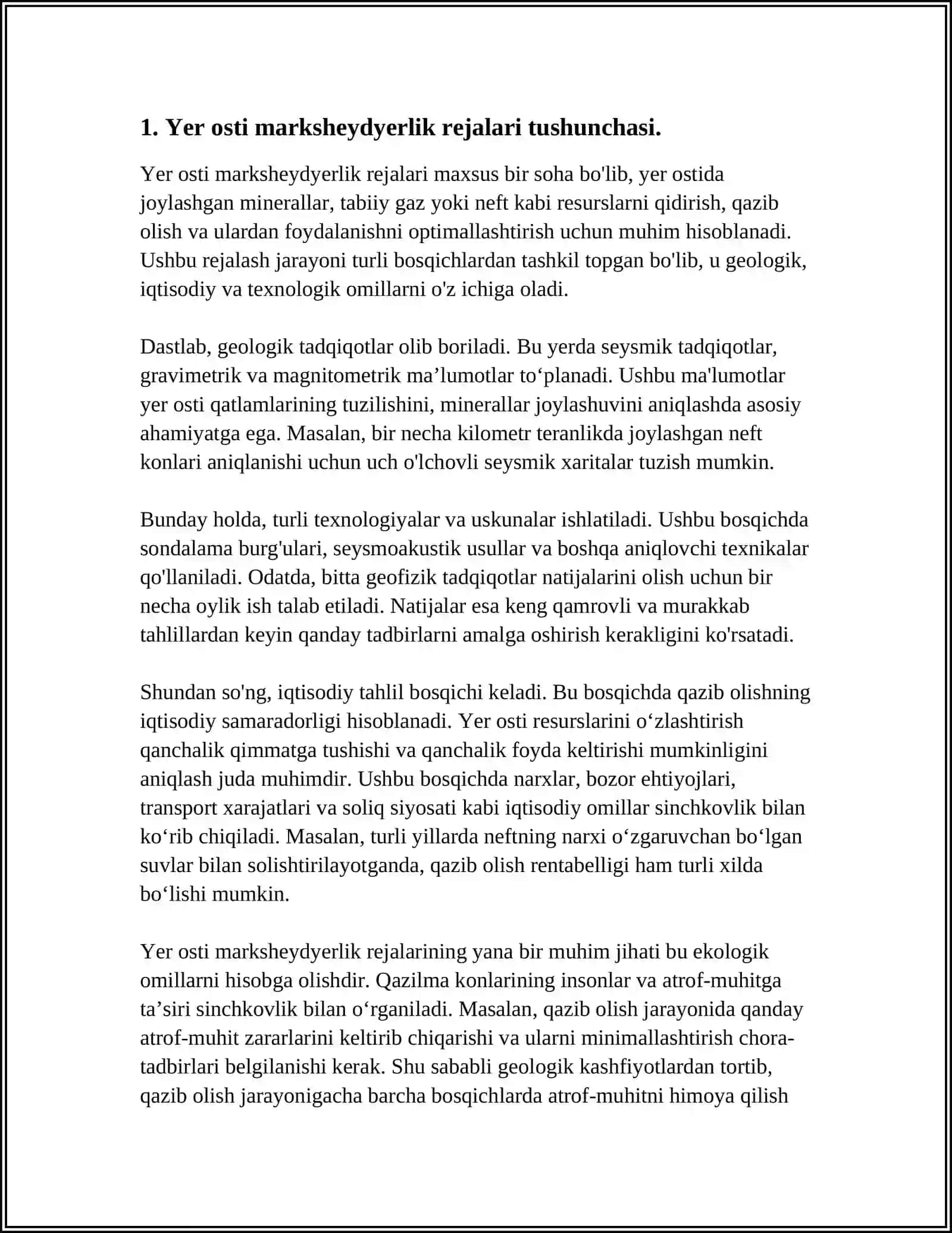 Yer osti marksheydyerlik plani tarmoqlari tasnifi va ularni qurish 4